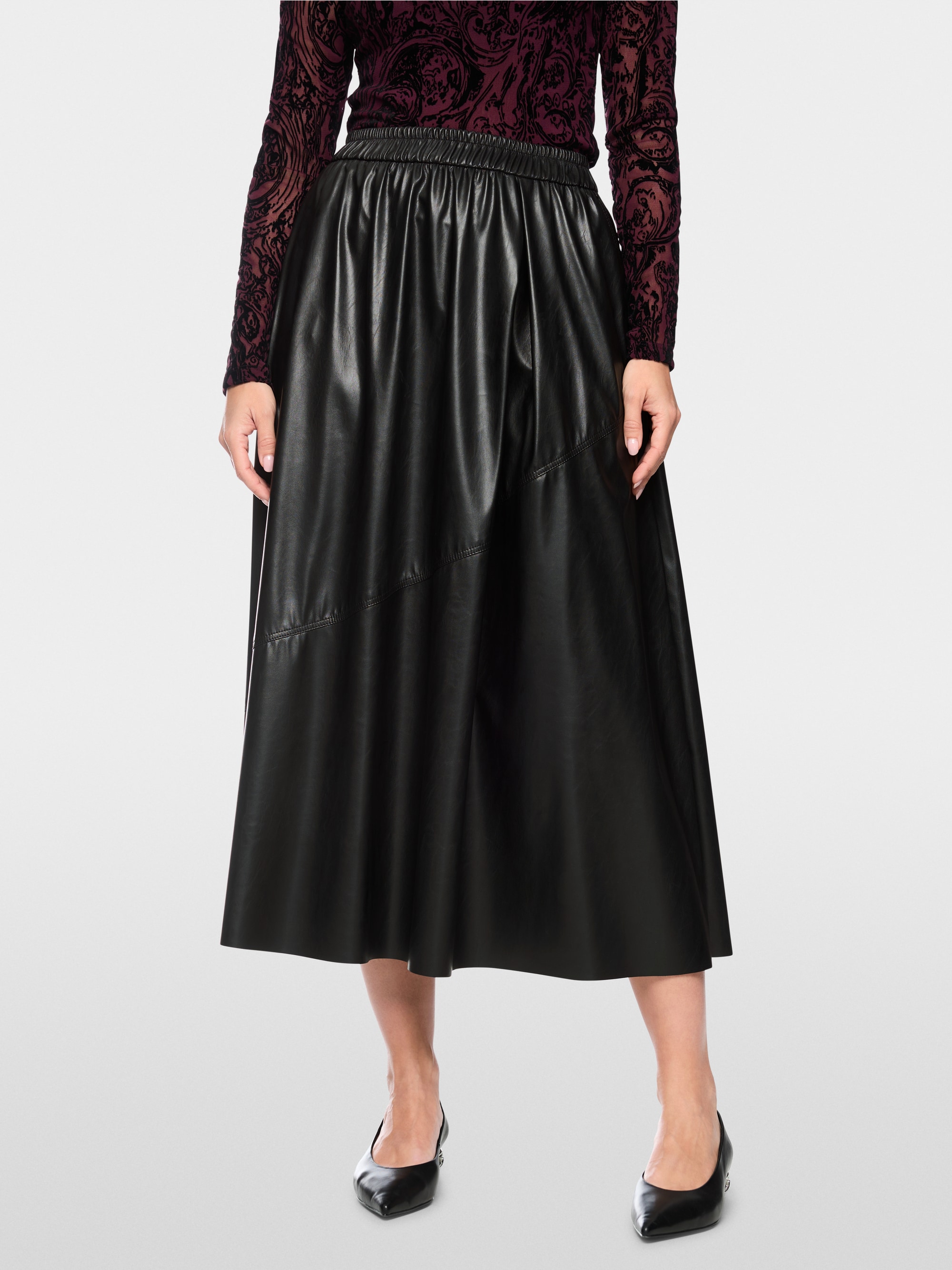 Leather-look midi skirt