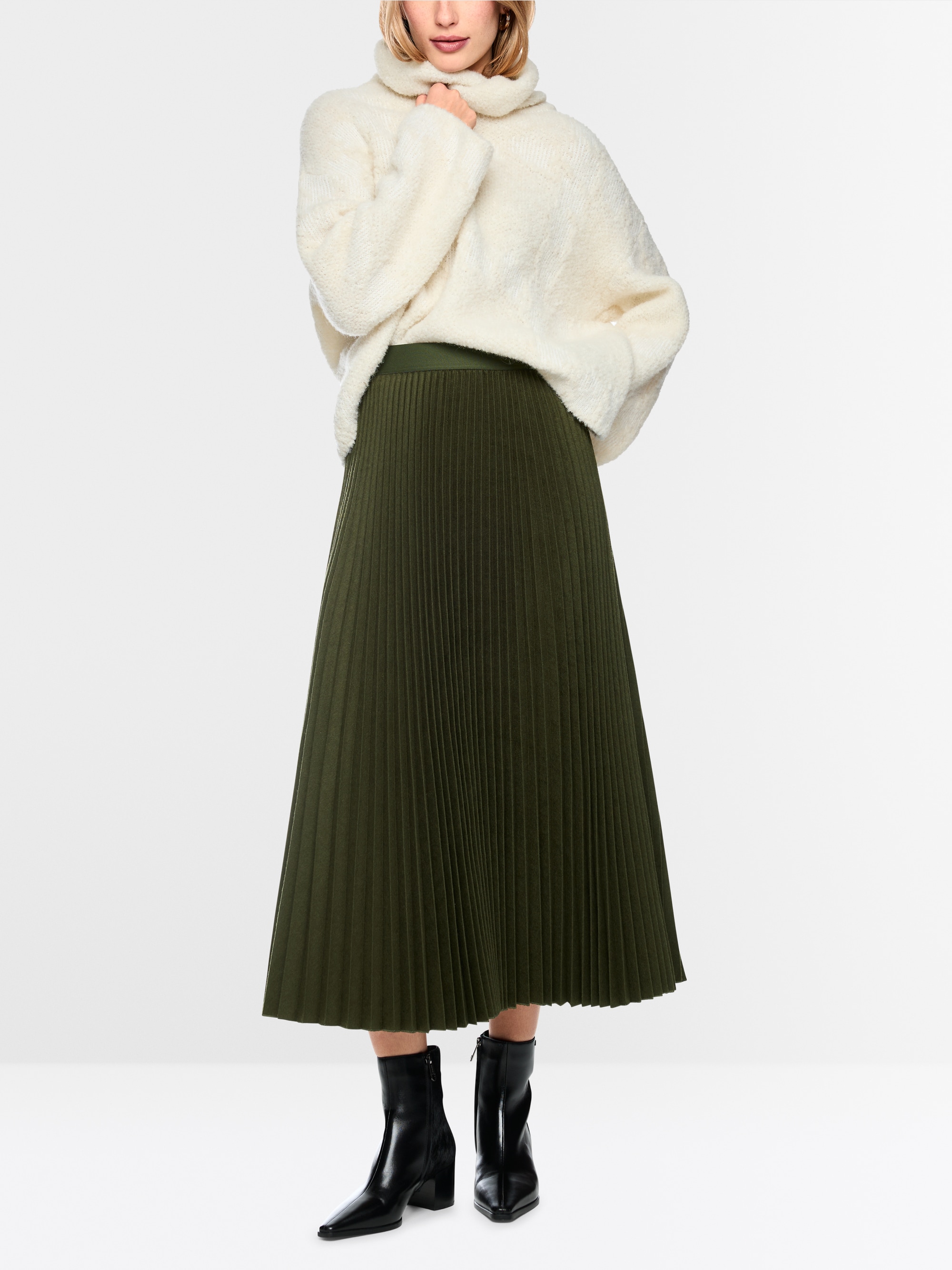 Boiled wool midi skirt