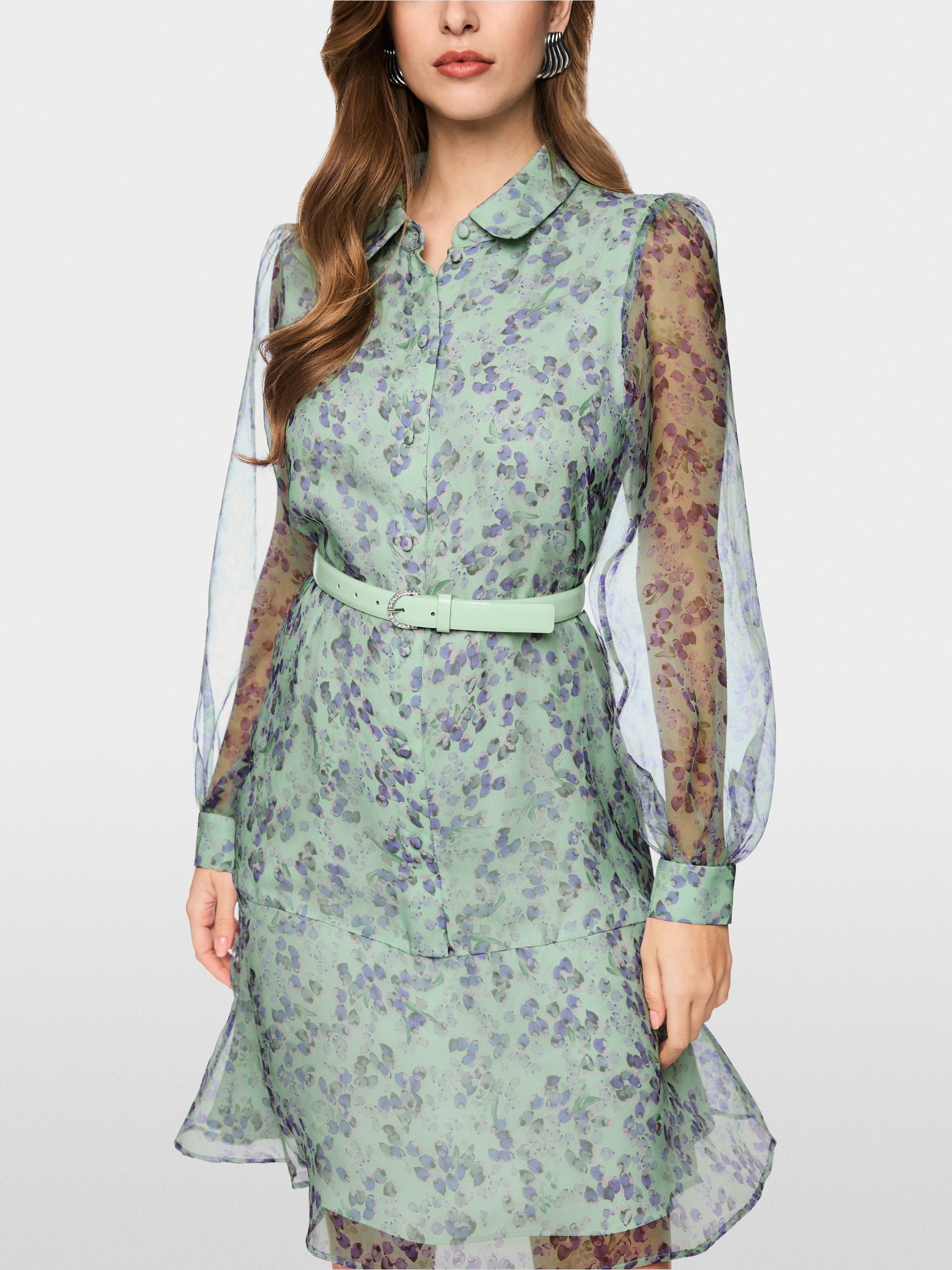 Airy silk dress with flounce