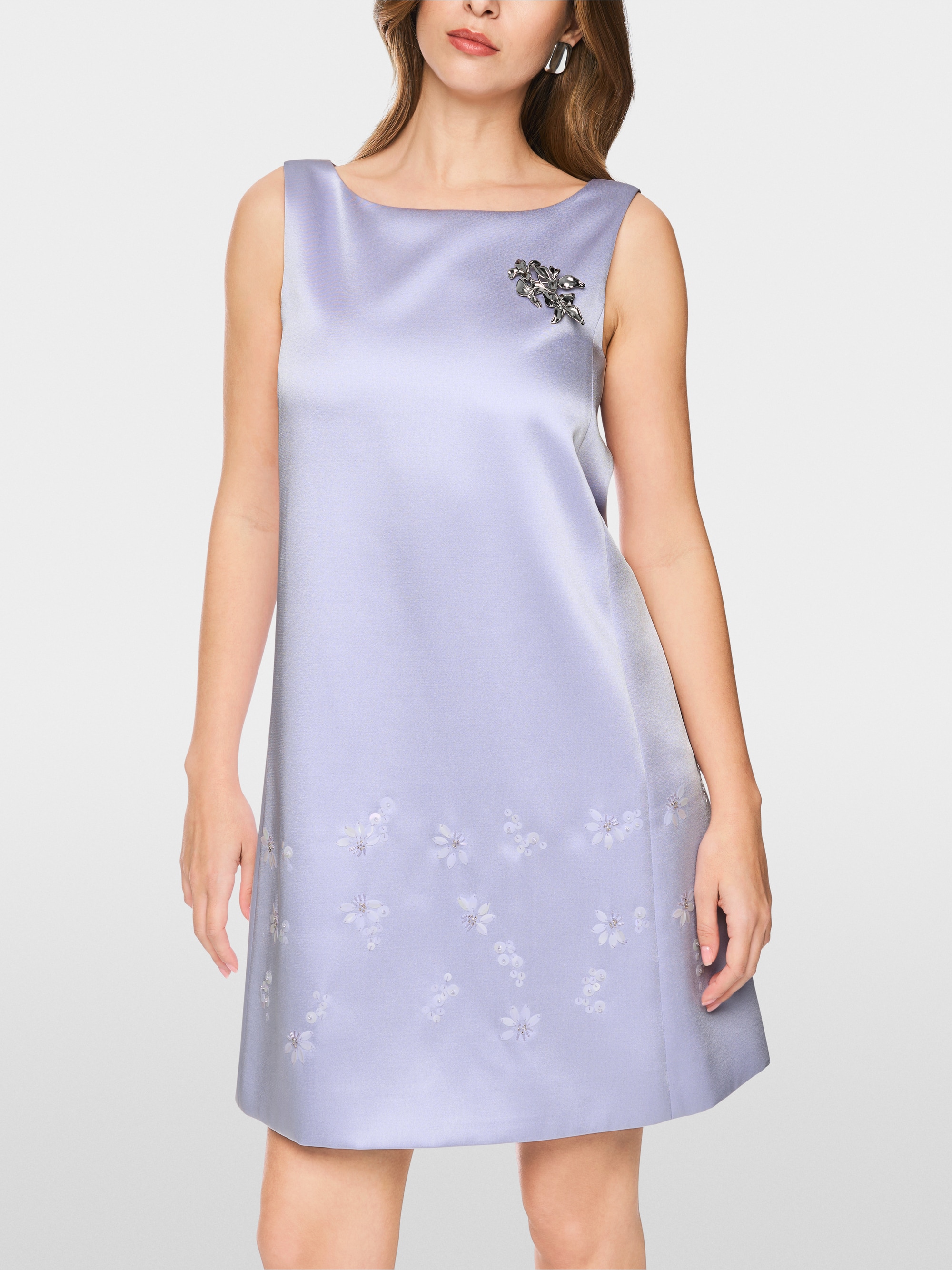 Satin dress with sequin trim