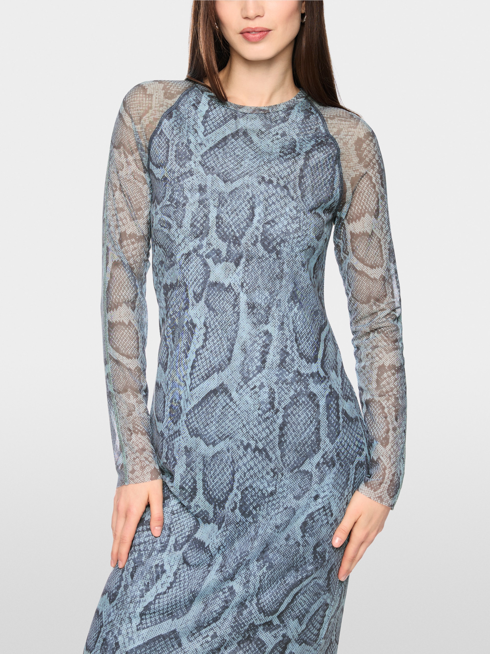 Mesh dress with animal print