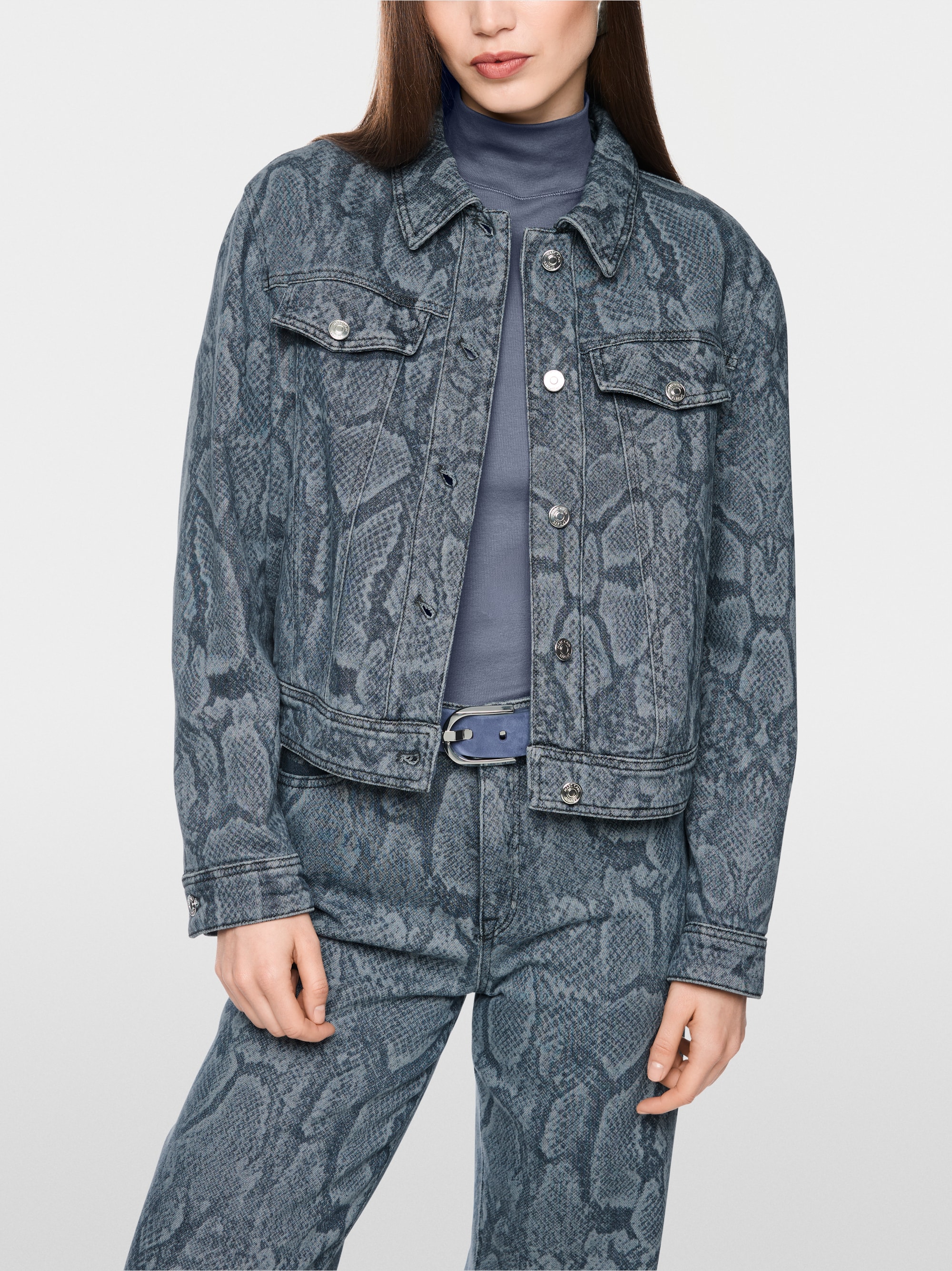 Denim jacket with animal print