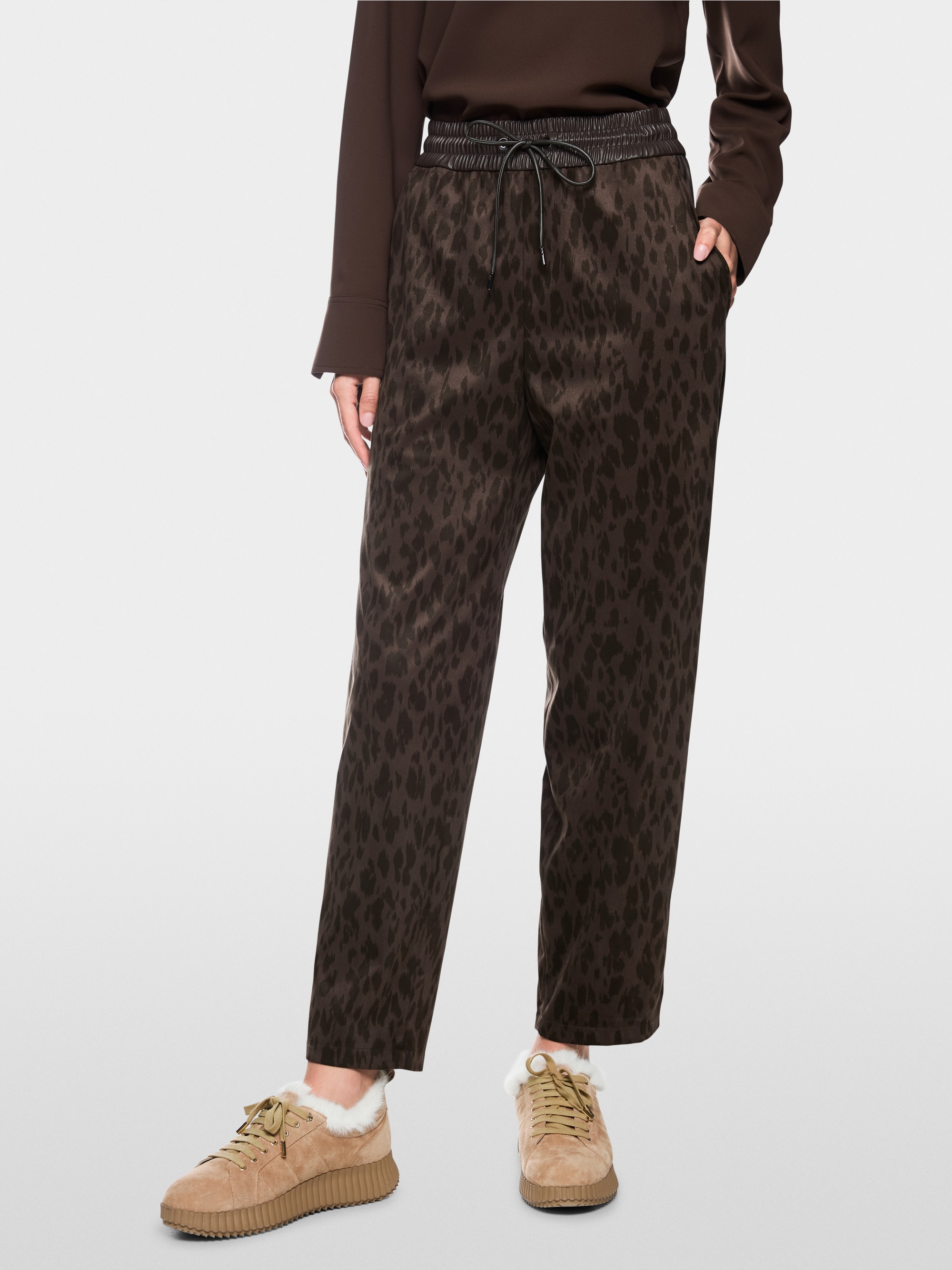 RANCHI relaxed fit leop print trousers