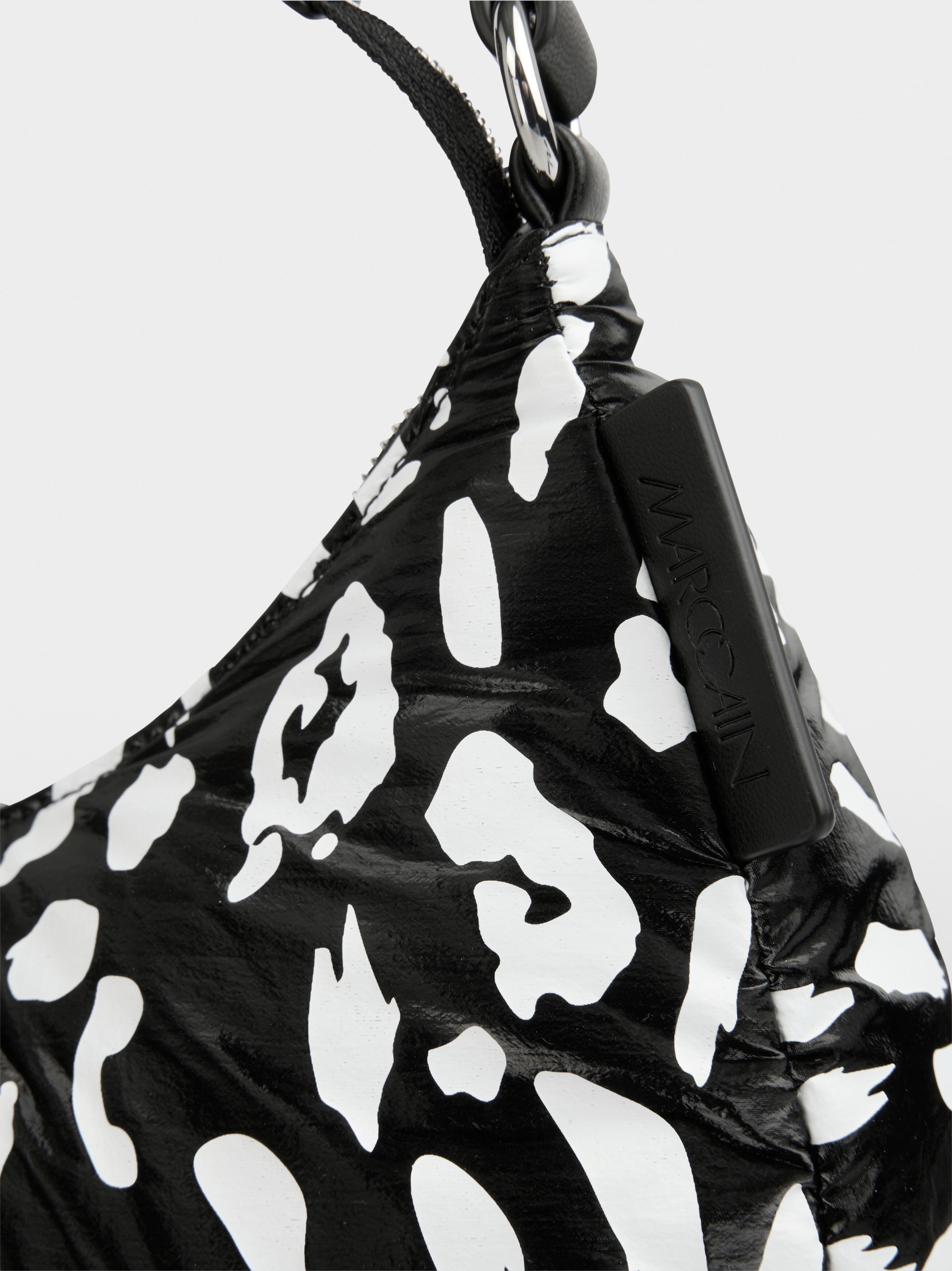 Nylon hobo bag with leopard print