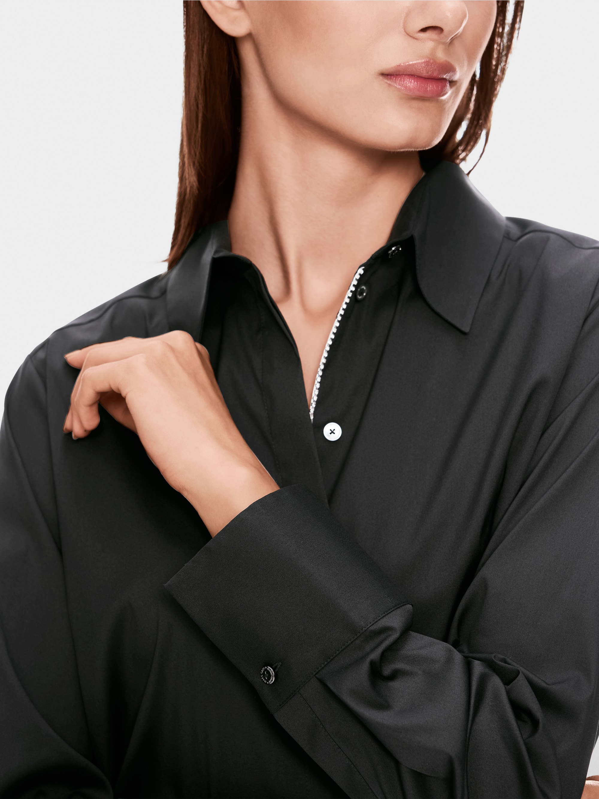 Stretchkatoenen overhemdblouse
