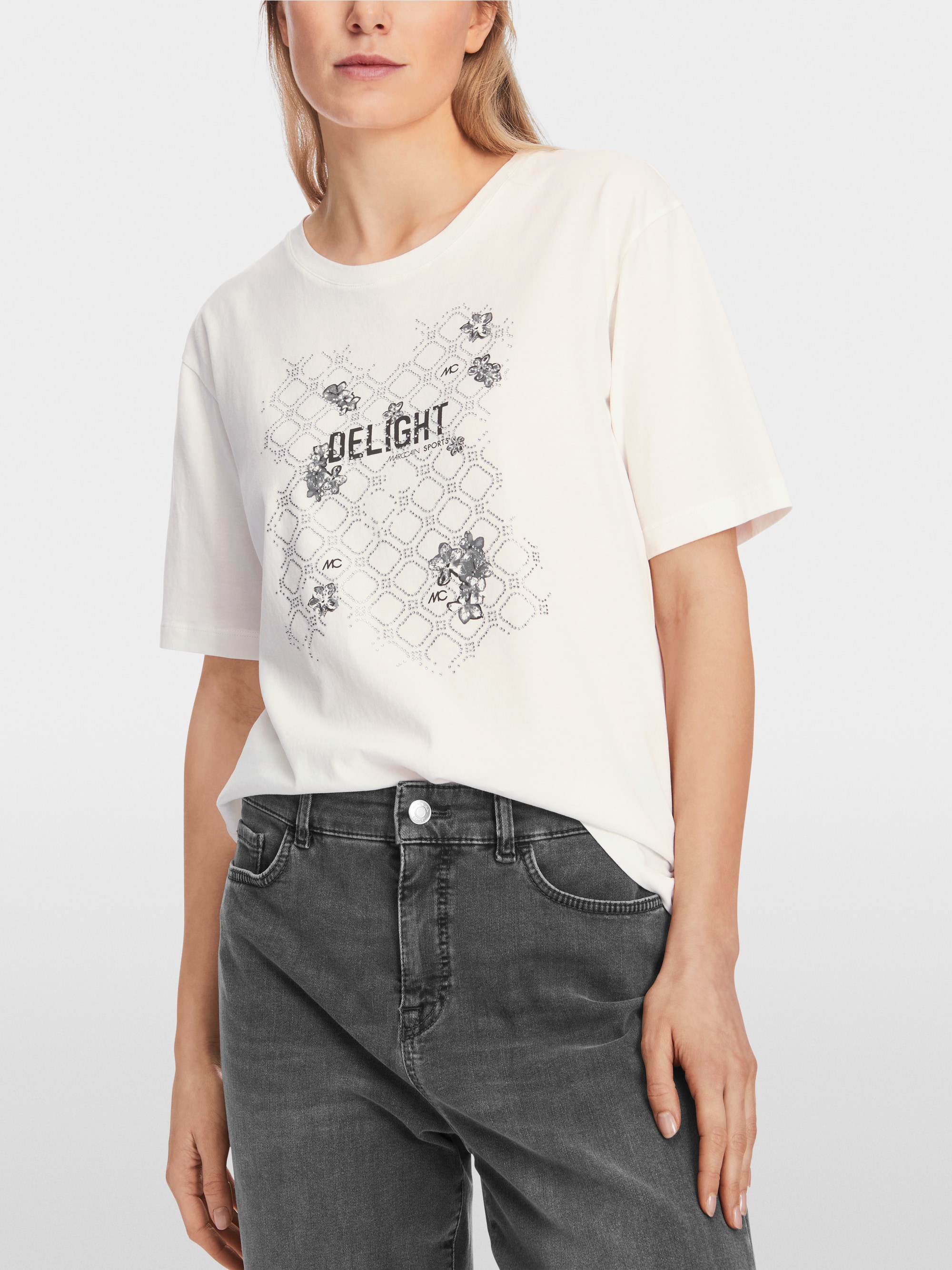 Cotton T-shirt with glitter motif