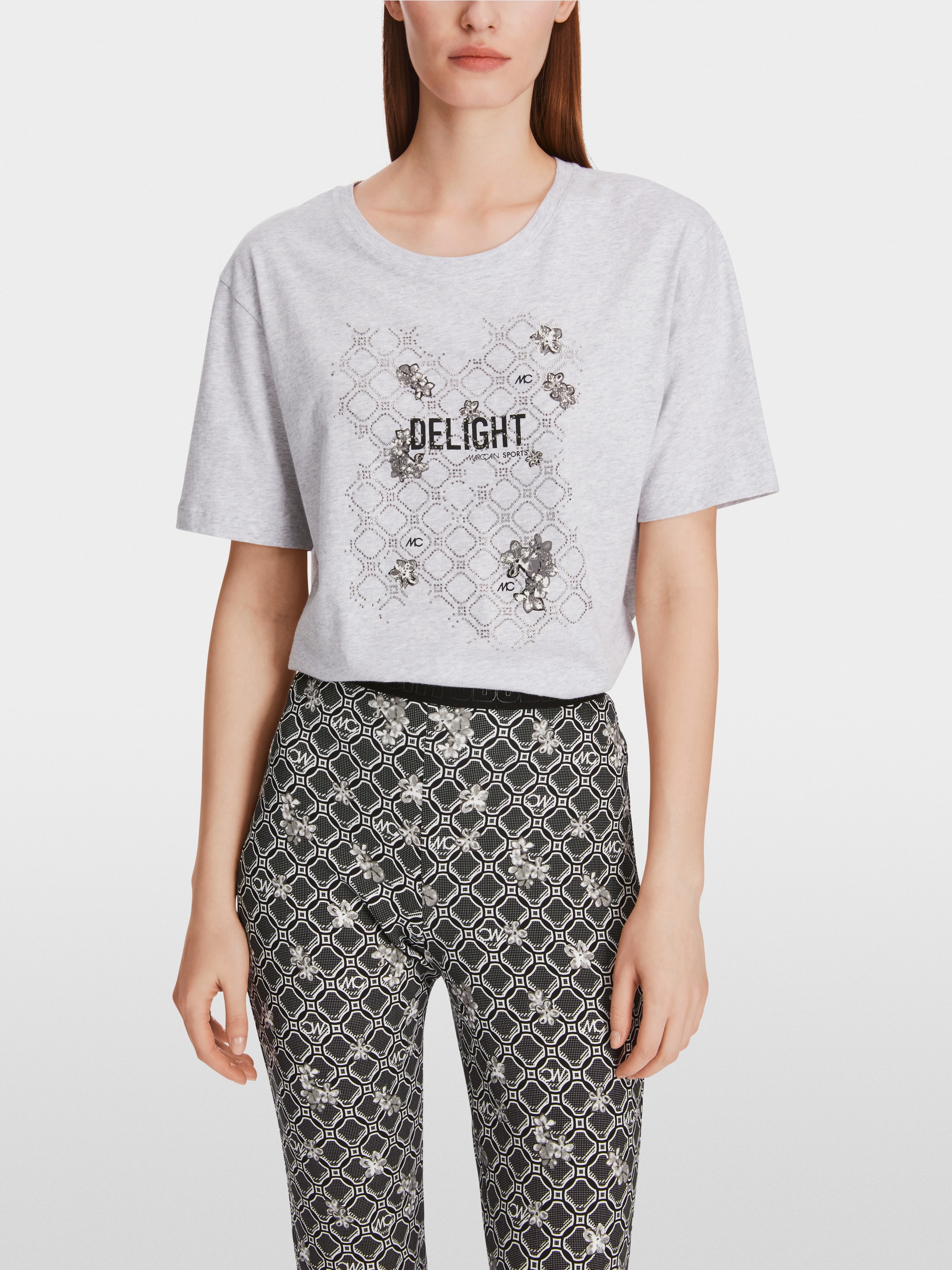 Cotton T-shirt with glitter motif