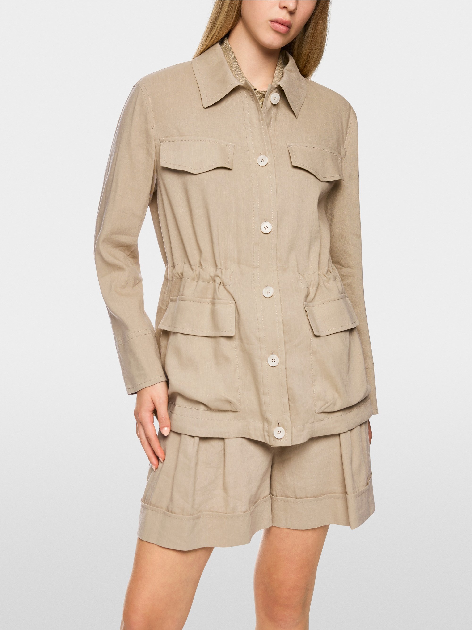 Utility-style plain shirt dress