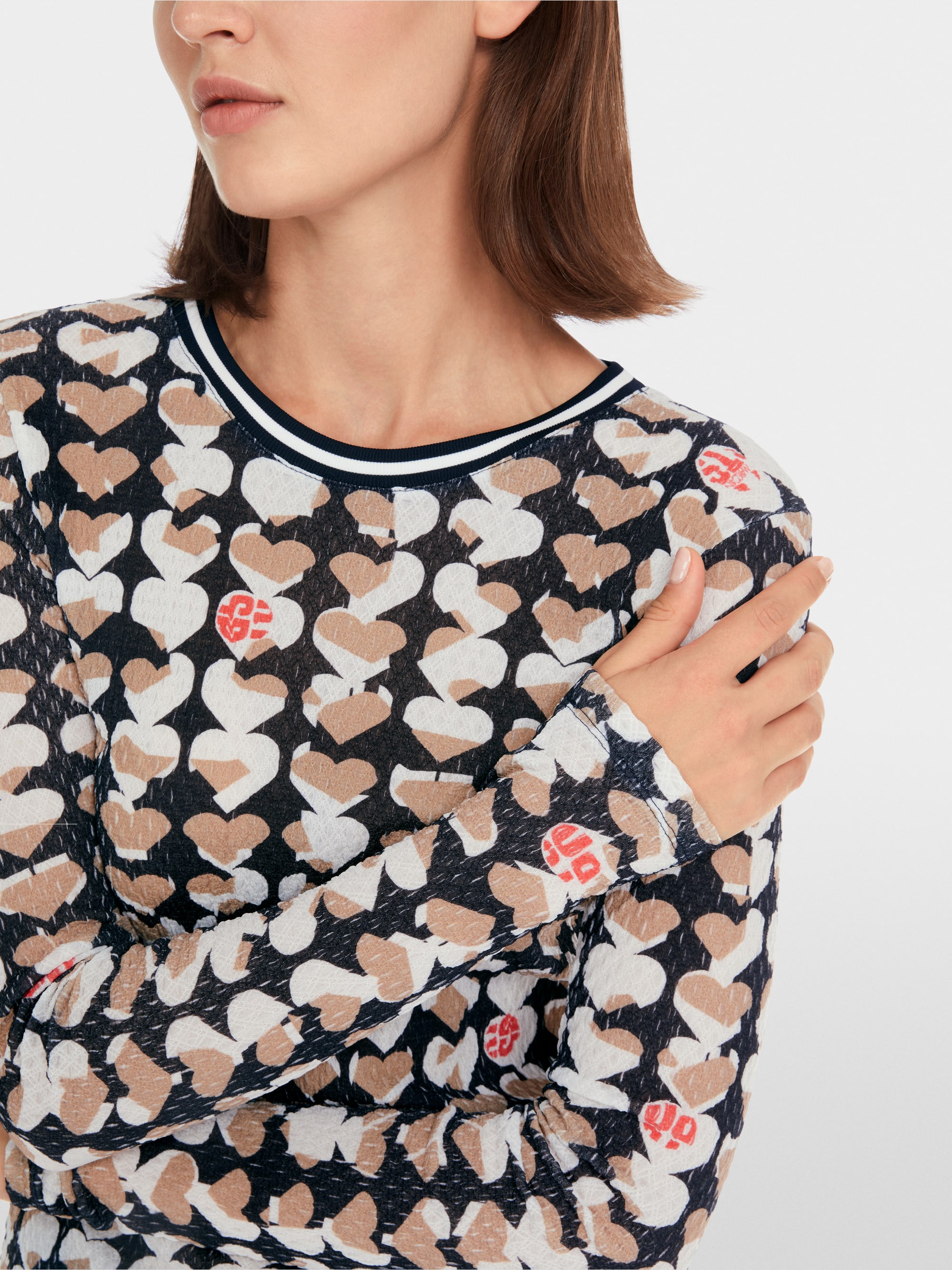Long-sleeve in crinkle print