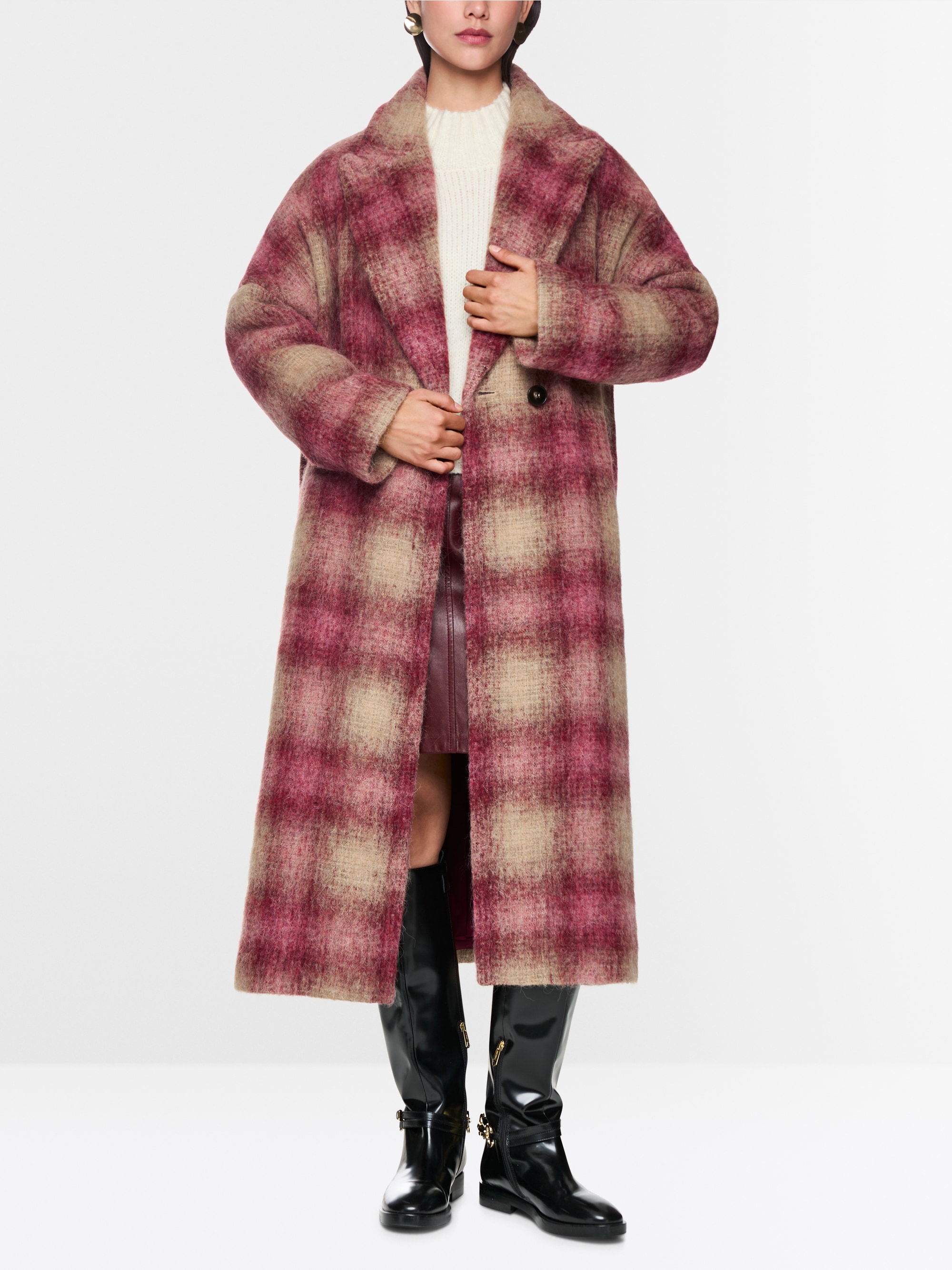 Manteau à motif à carreaux fluide