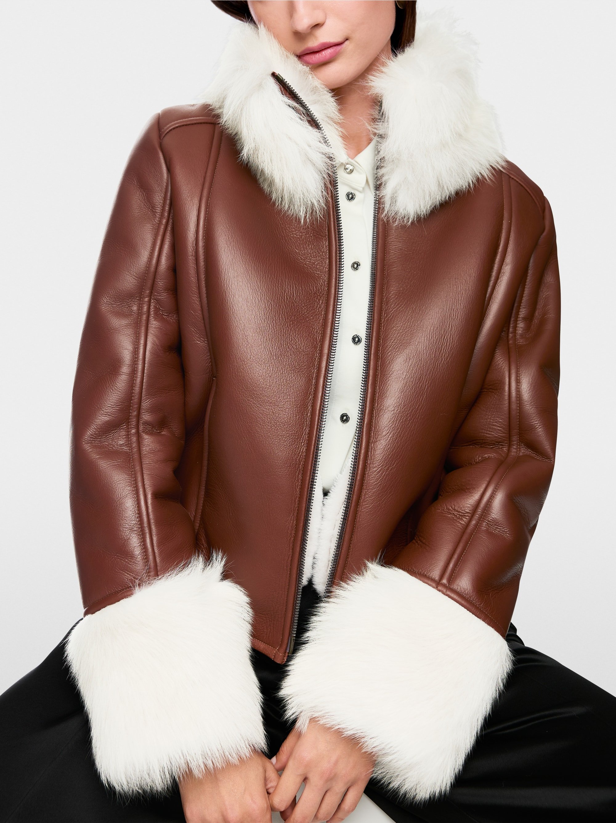 Lambskin jacket with cosy collar