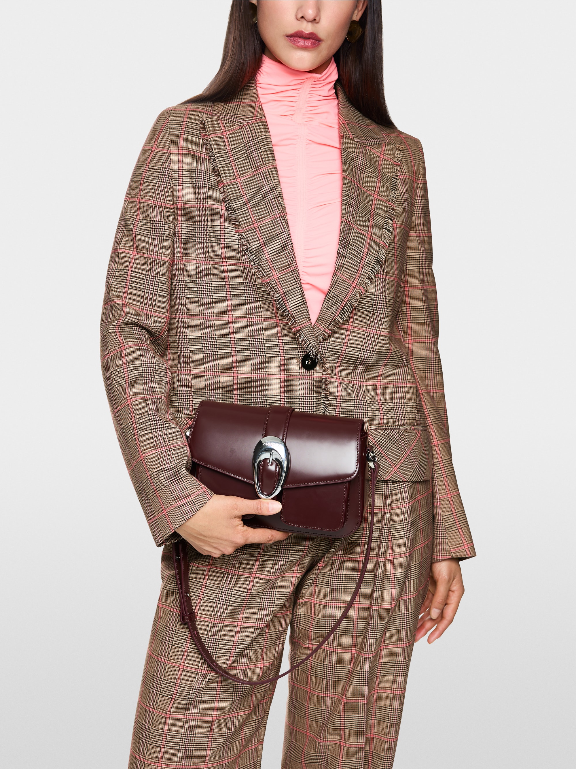 Blazer classique à carreaux avec franges