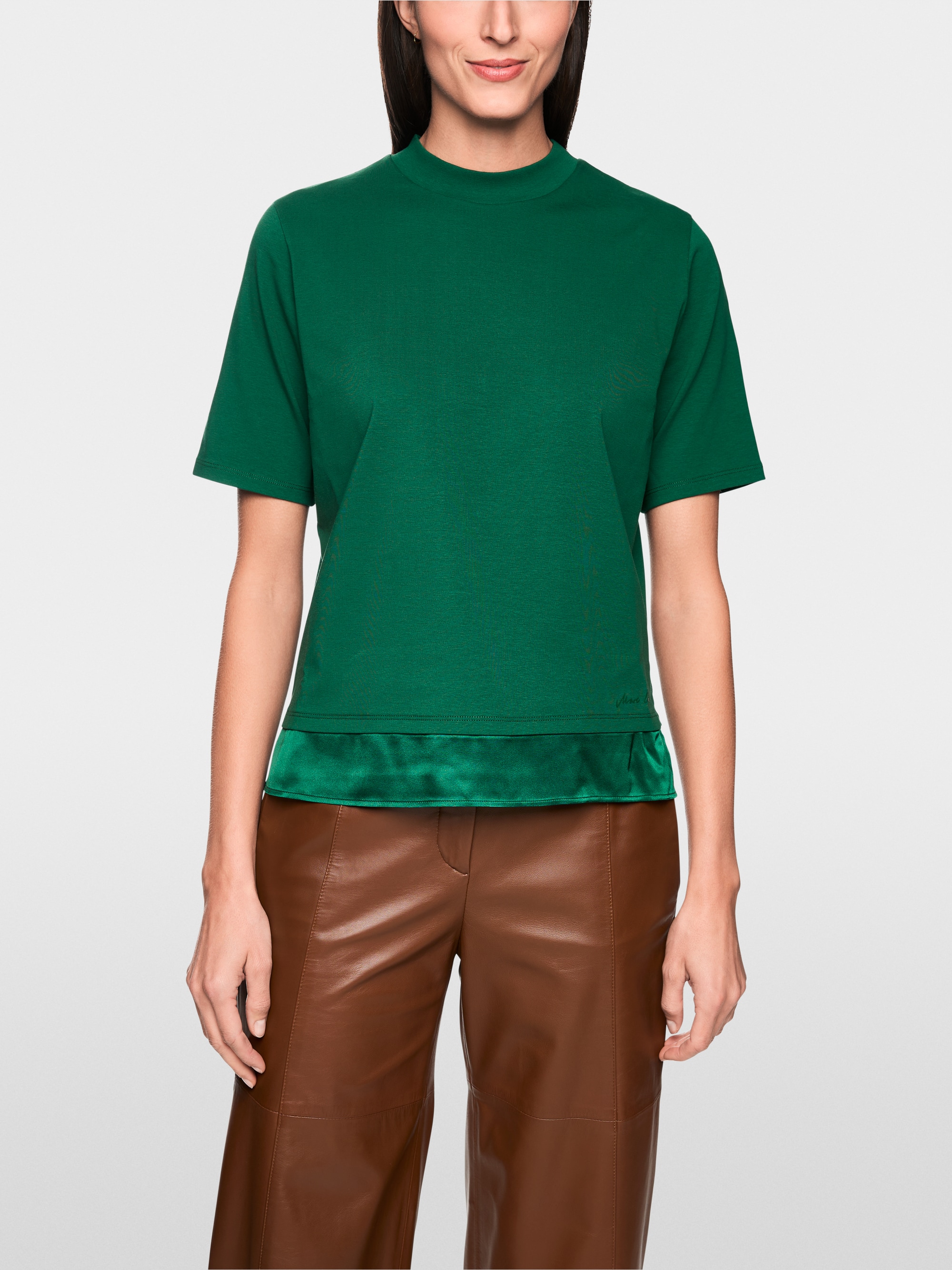 Shirt mit Seidenbesatz