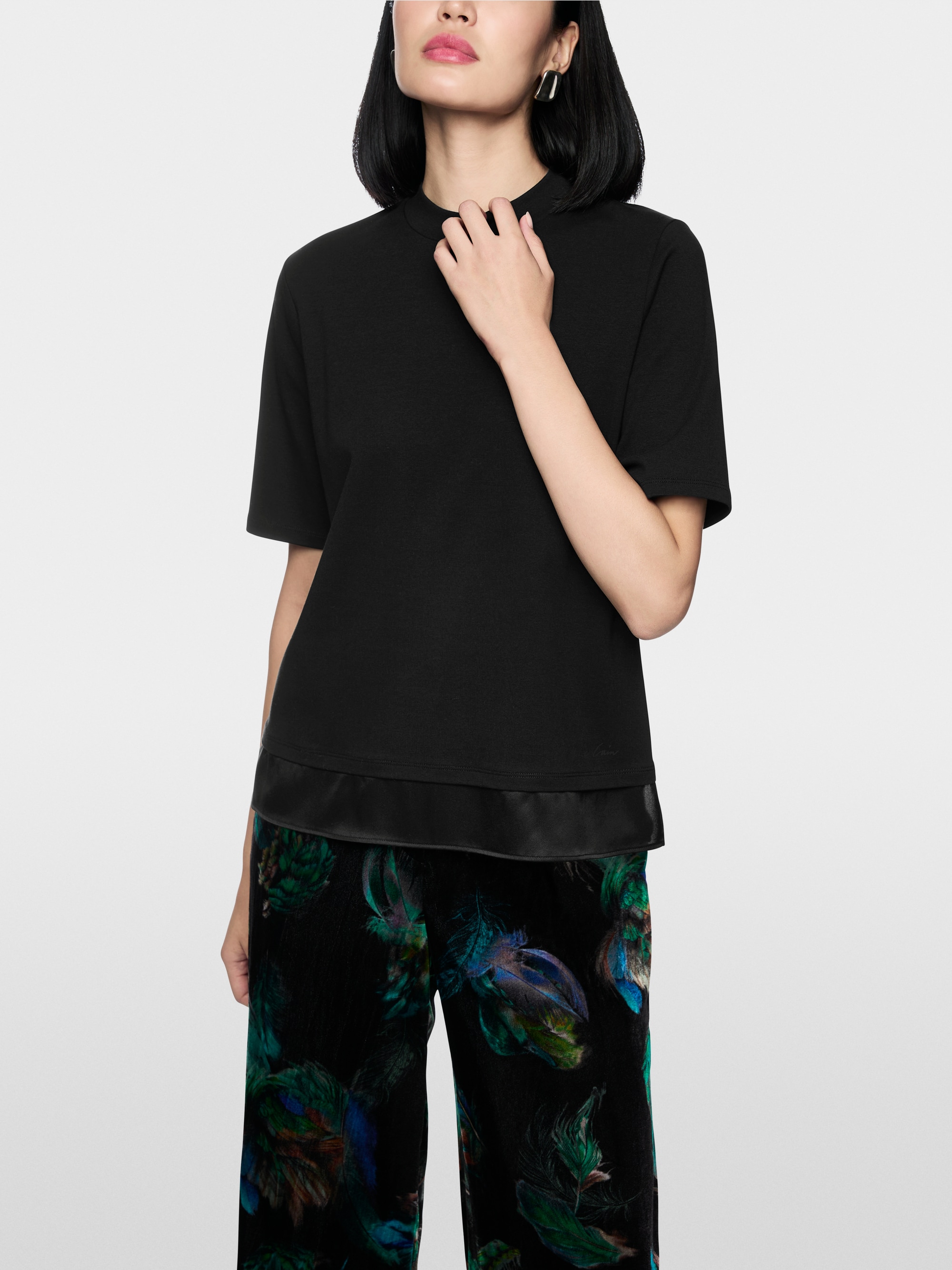 Shirt mit Seidenbesatz