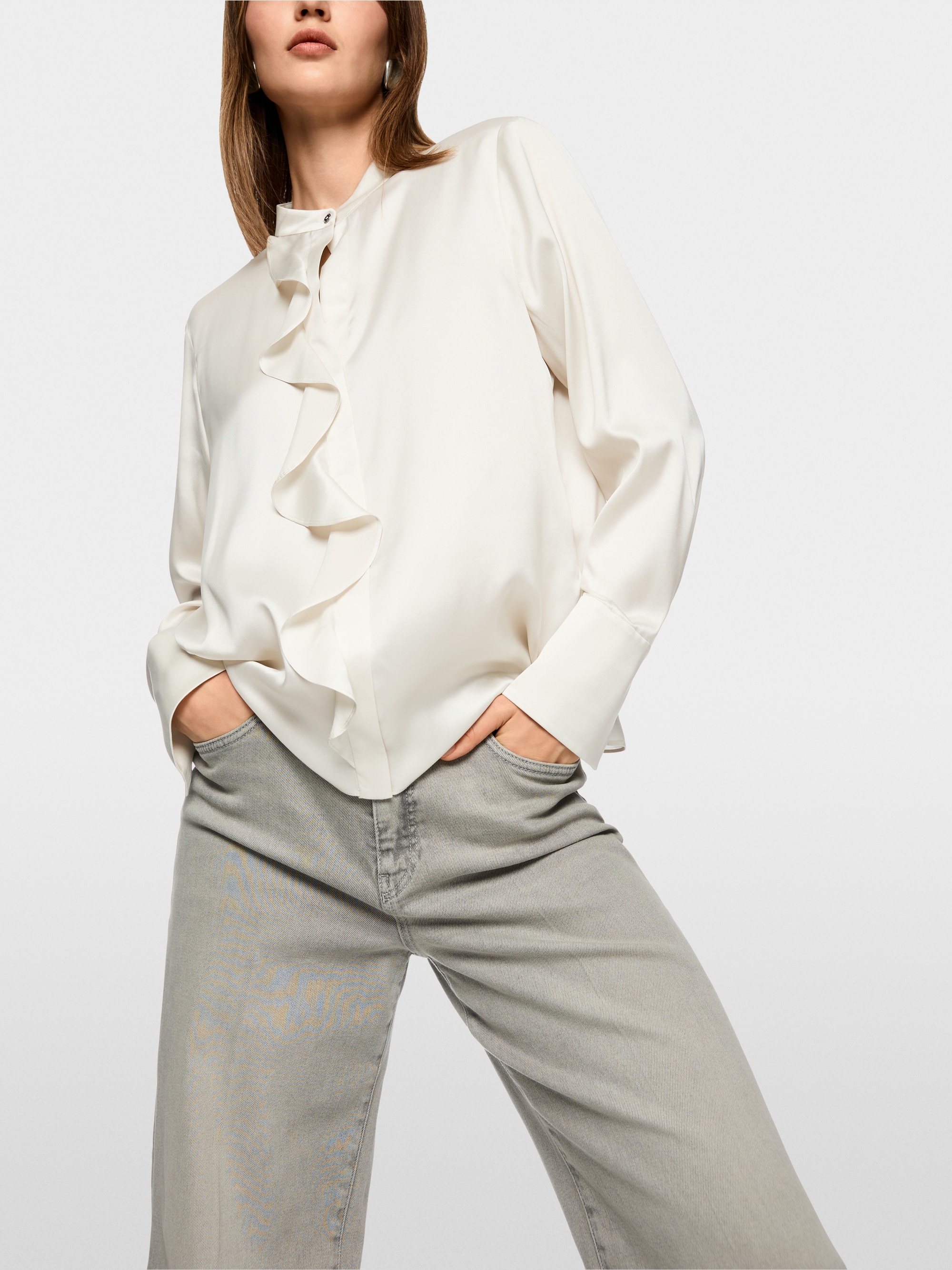 Silk blouse with flounce