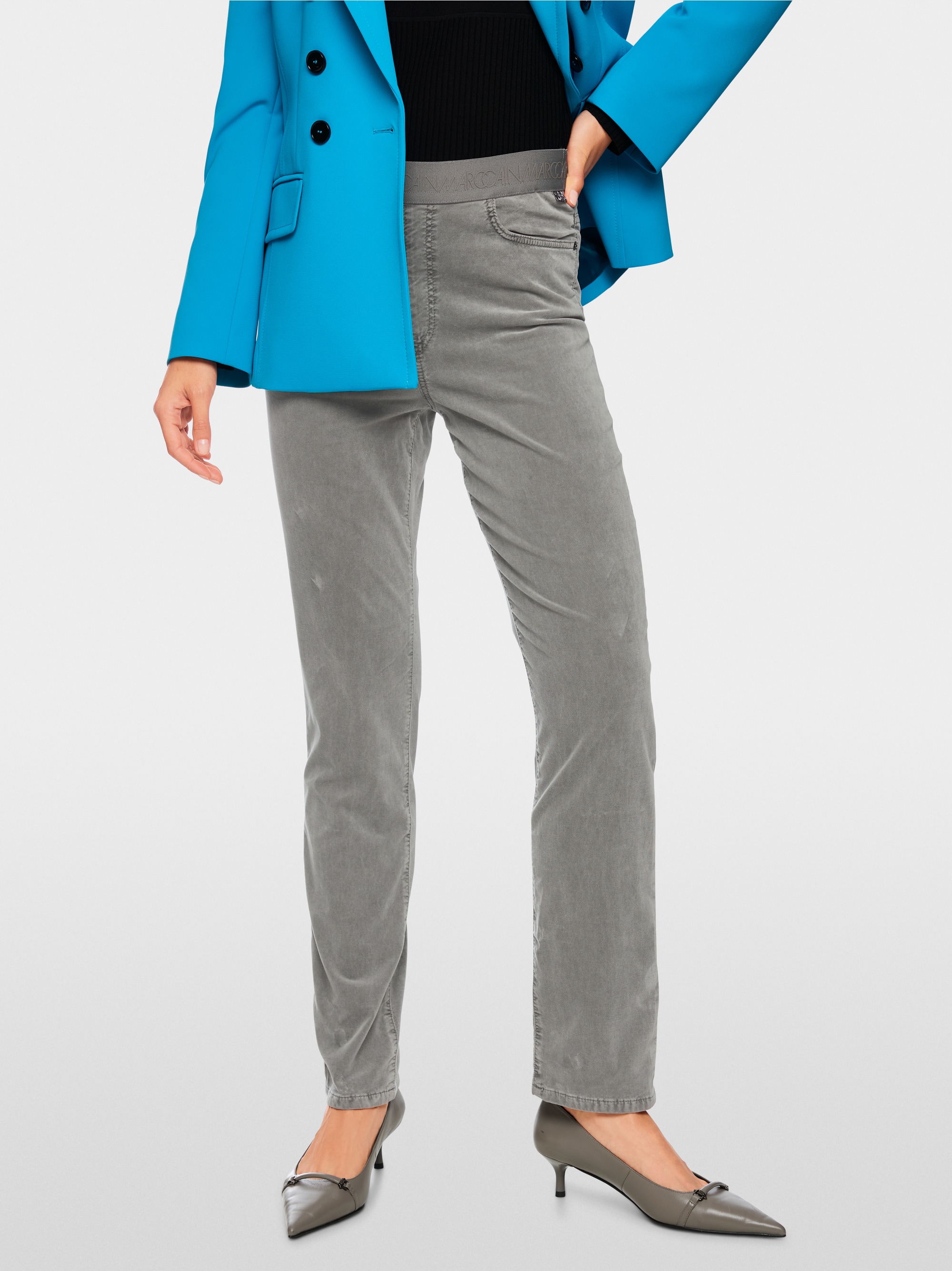 SIENA slim fit velvet pull-on trousers