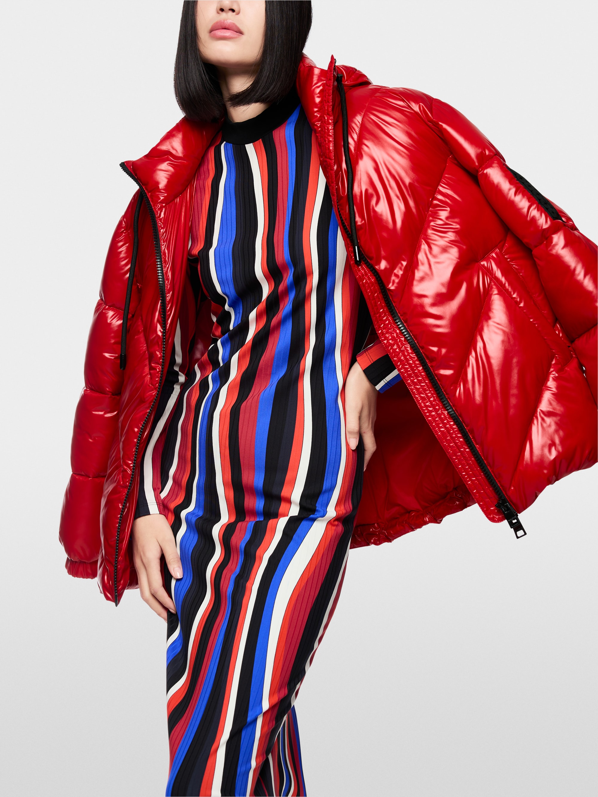 Robe midi à motif ondulé rétro