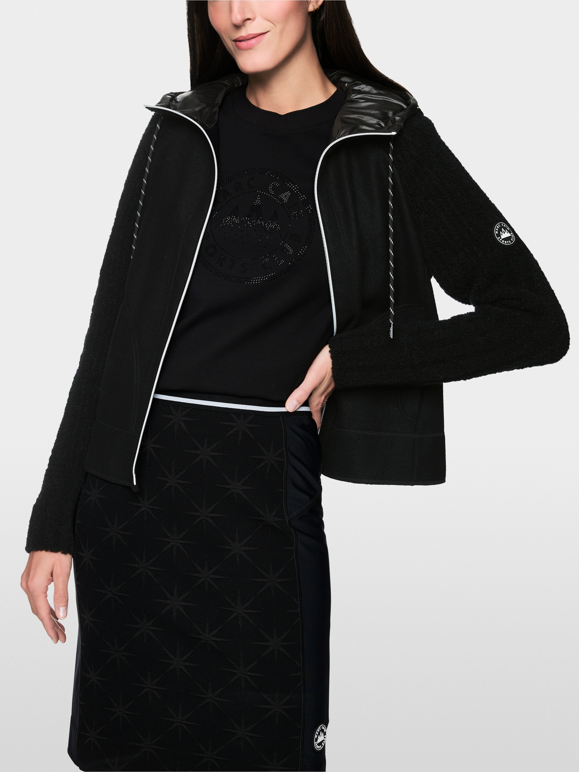 Knitted in Germany cardigan with hood