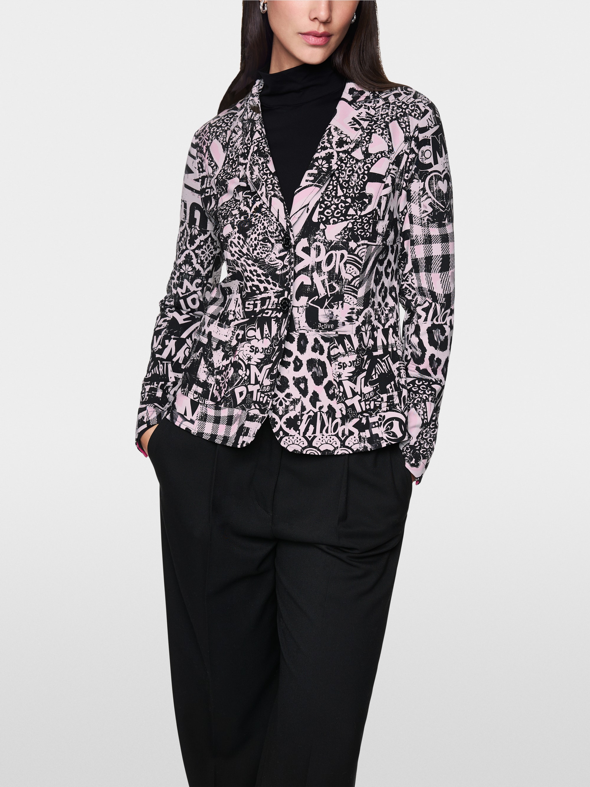 Printed blazer in scuba jersey