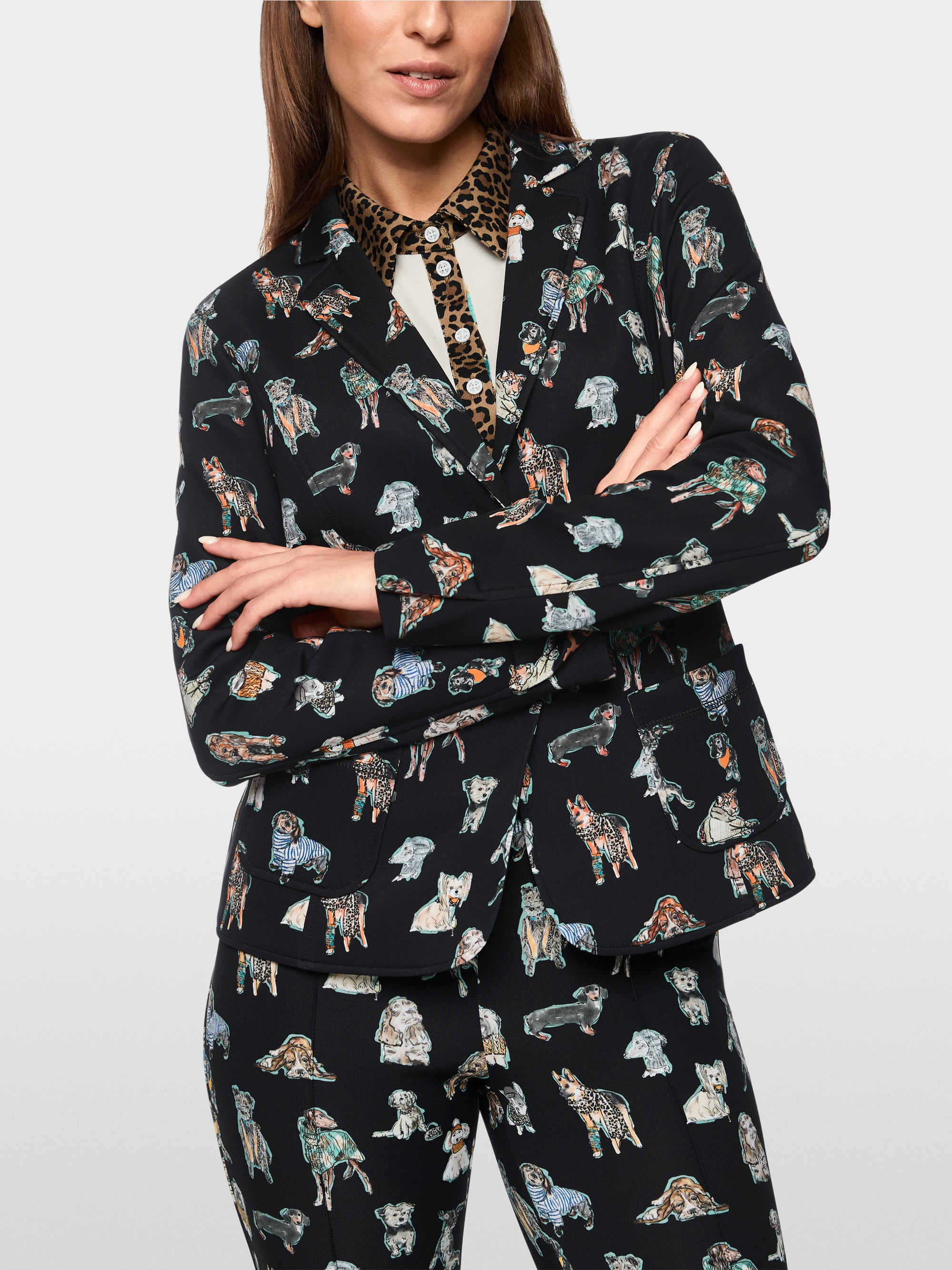 Scuba-blazer met doggy print