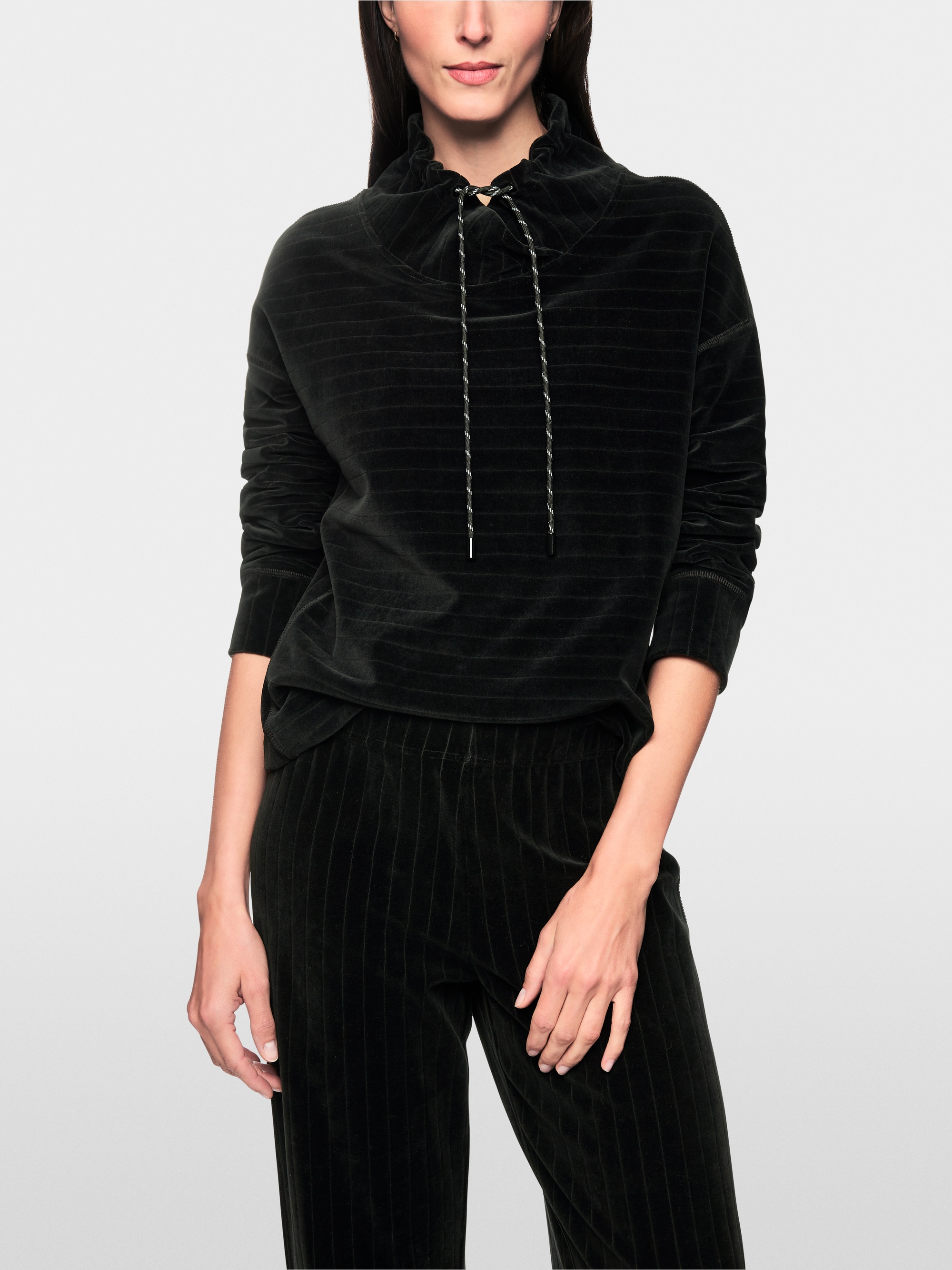 Sweatshirt van chenille met tunnelkraag