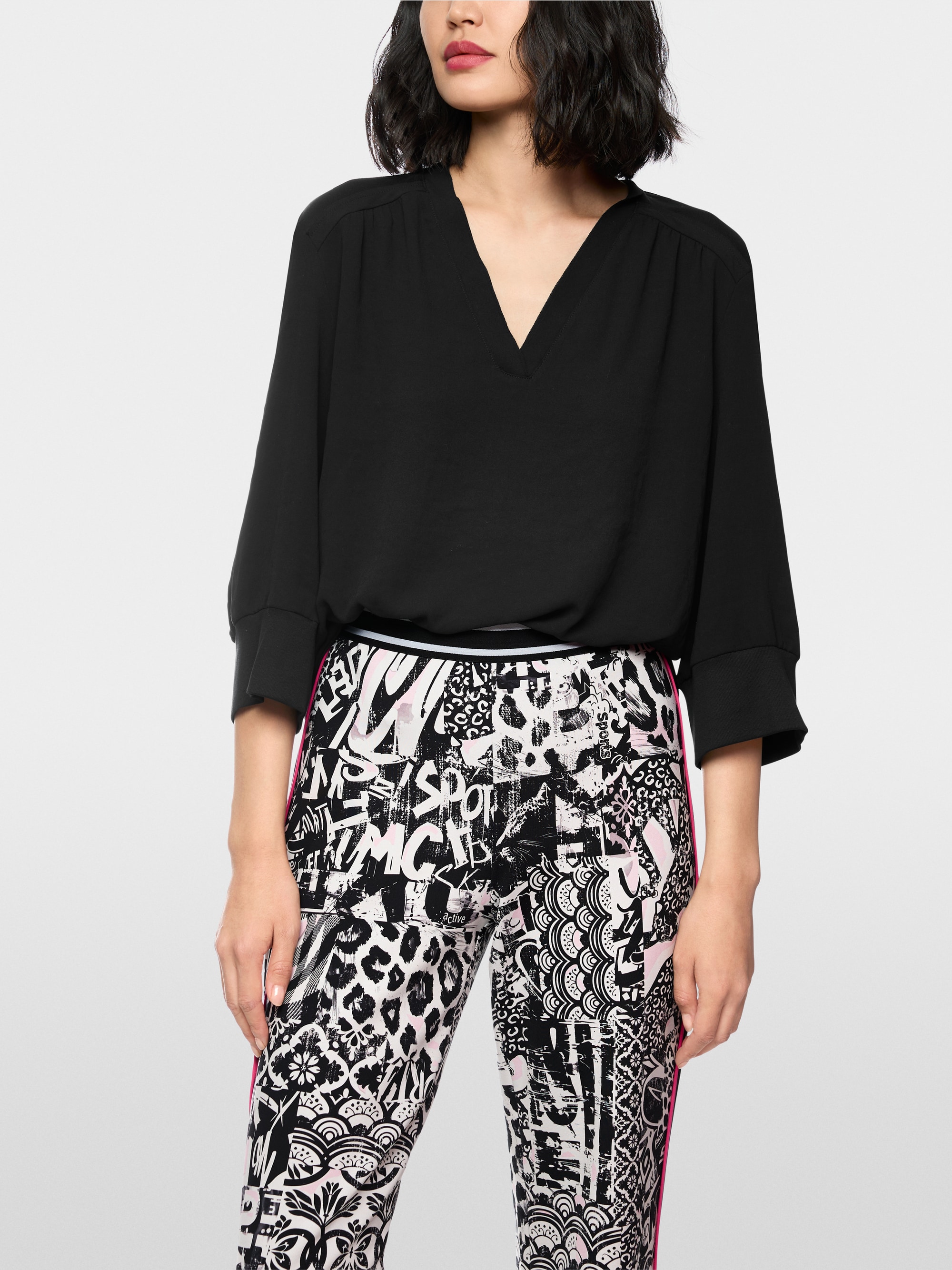 Blouseshirt van materiaalmix