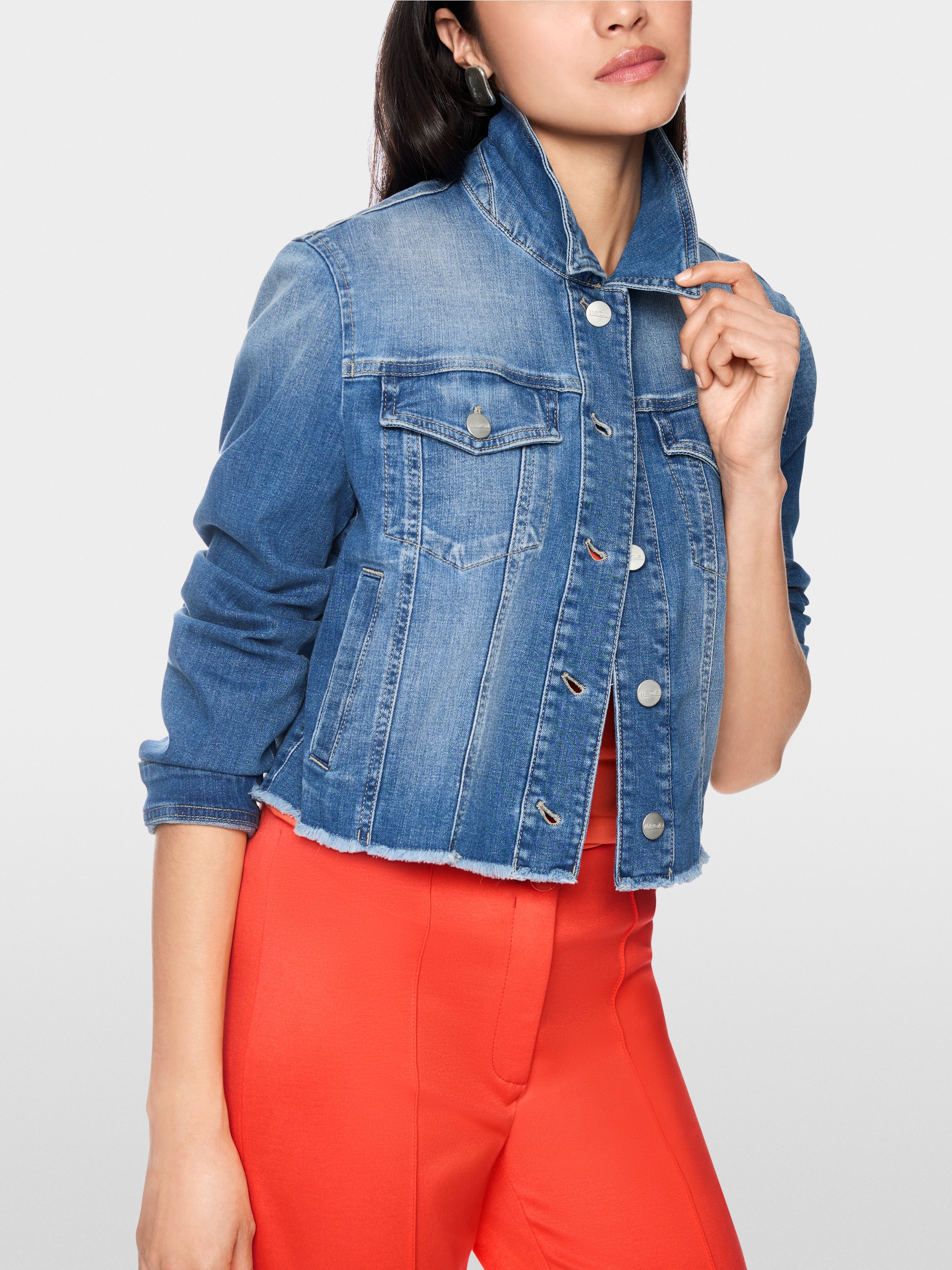 Short denim jacket in stretch cotton