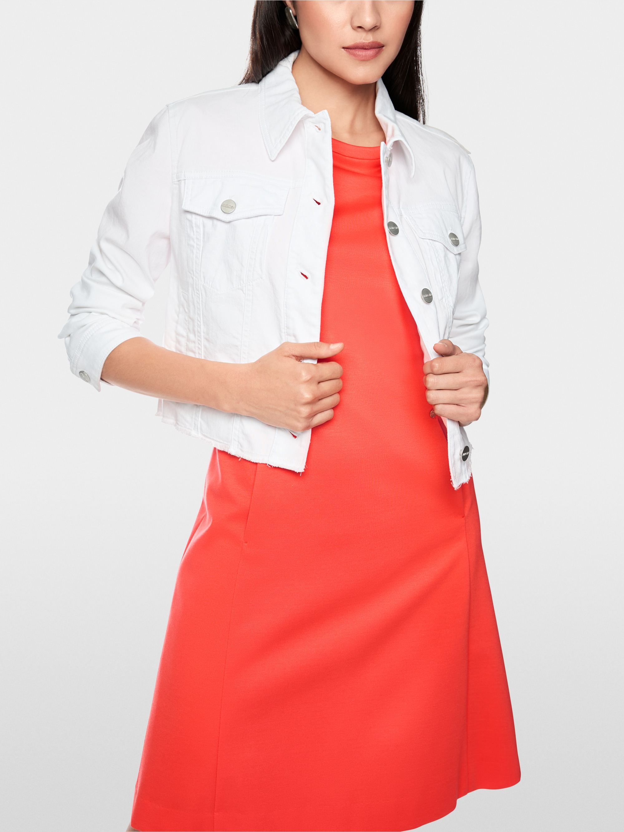 Short denim jacket in stretch cotton