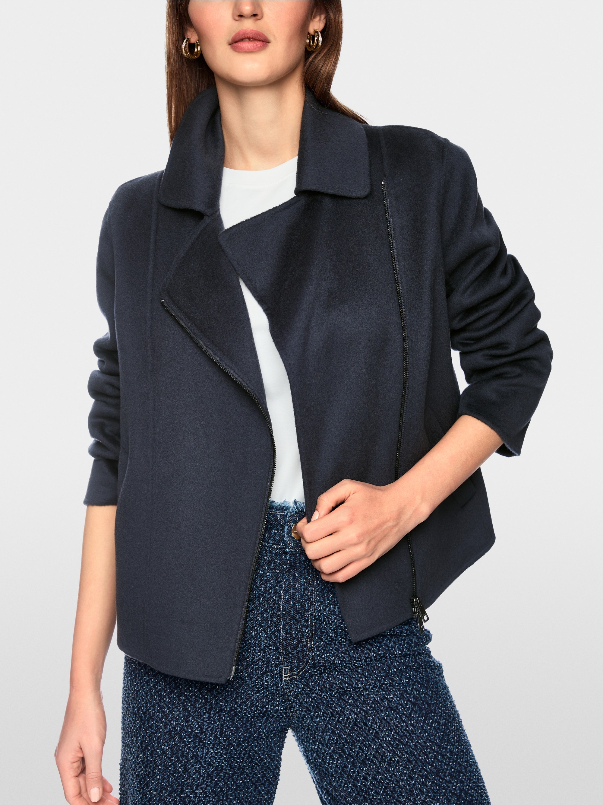 Élégant cardigan en laine style motard