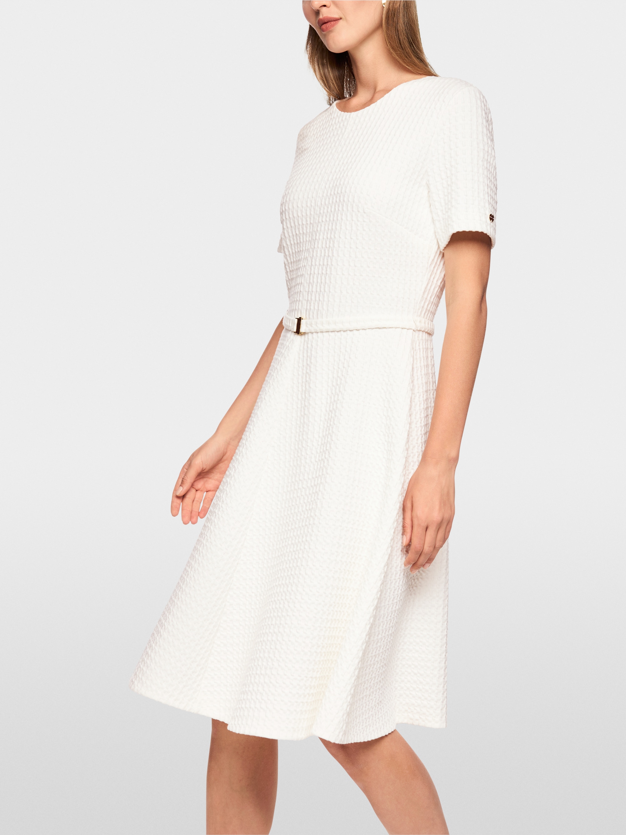 Robe mi-longue en piqué gaufré