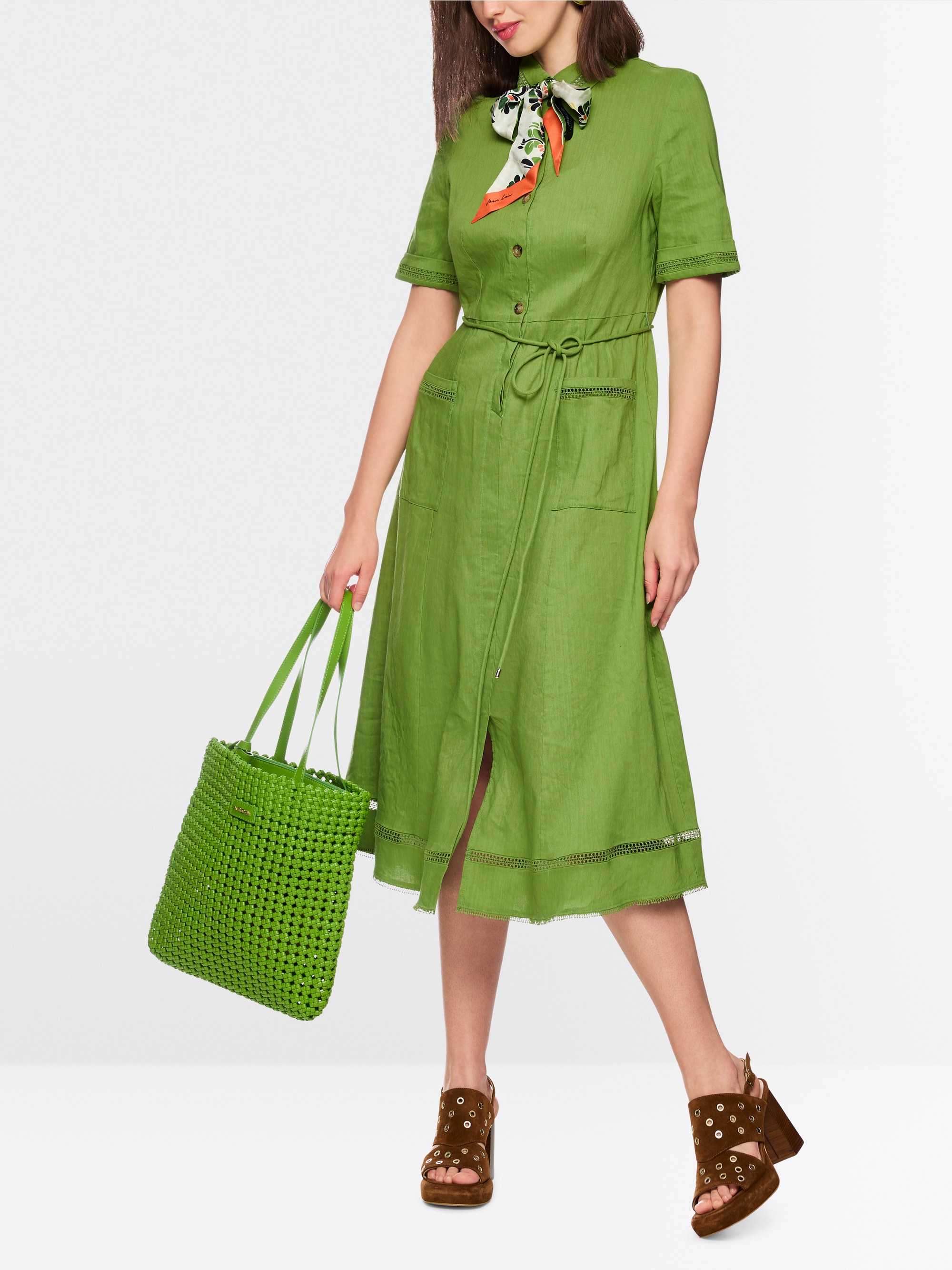 Linen blend mini dress