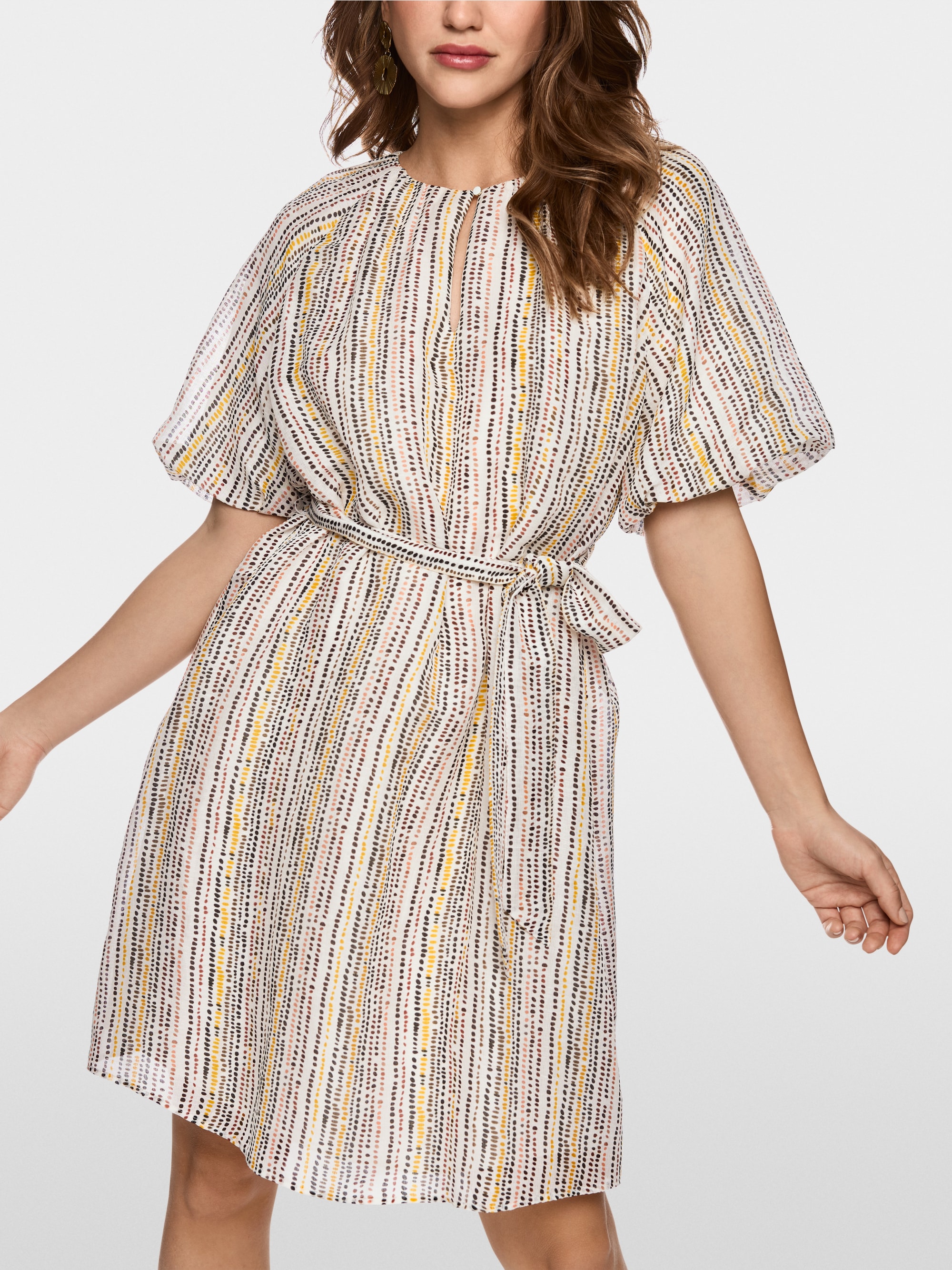 Mini dress in linen and silk