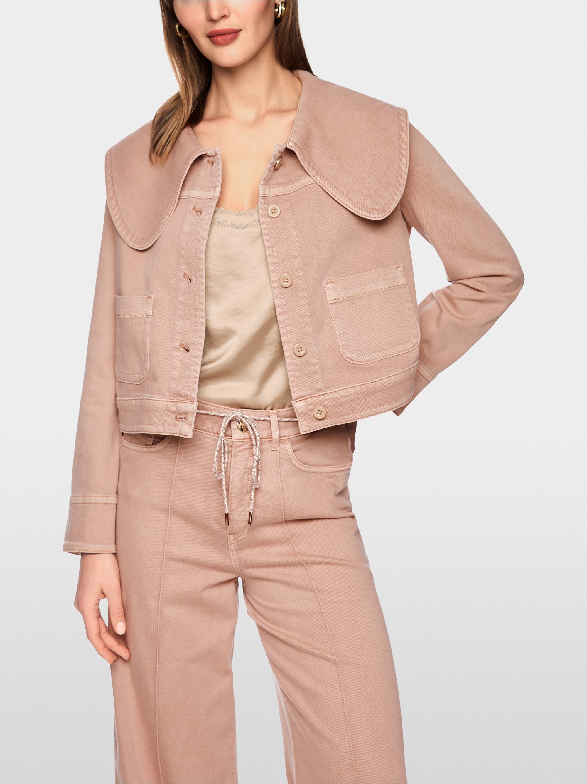 Denim jacket with oversized collar