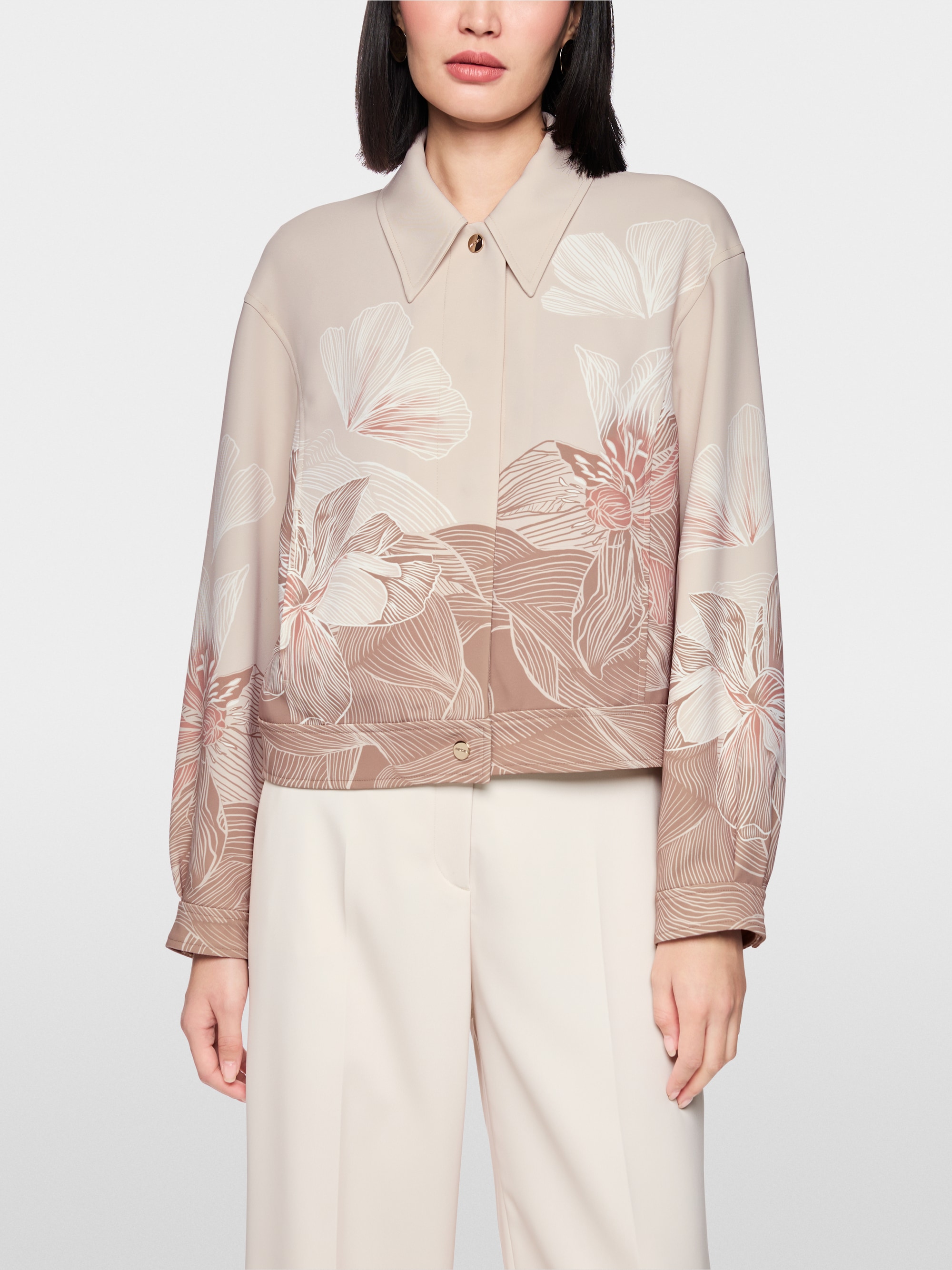 Jacket with print and shirt collar