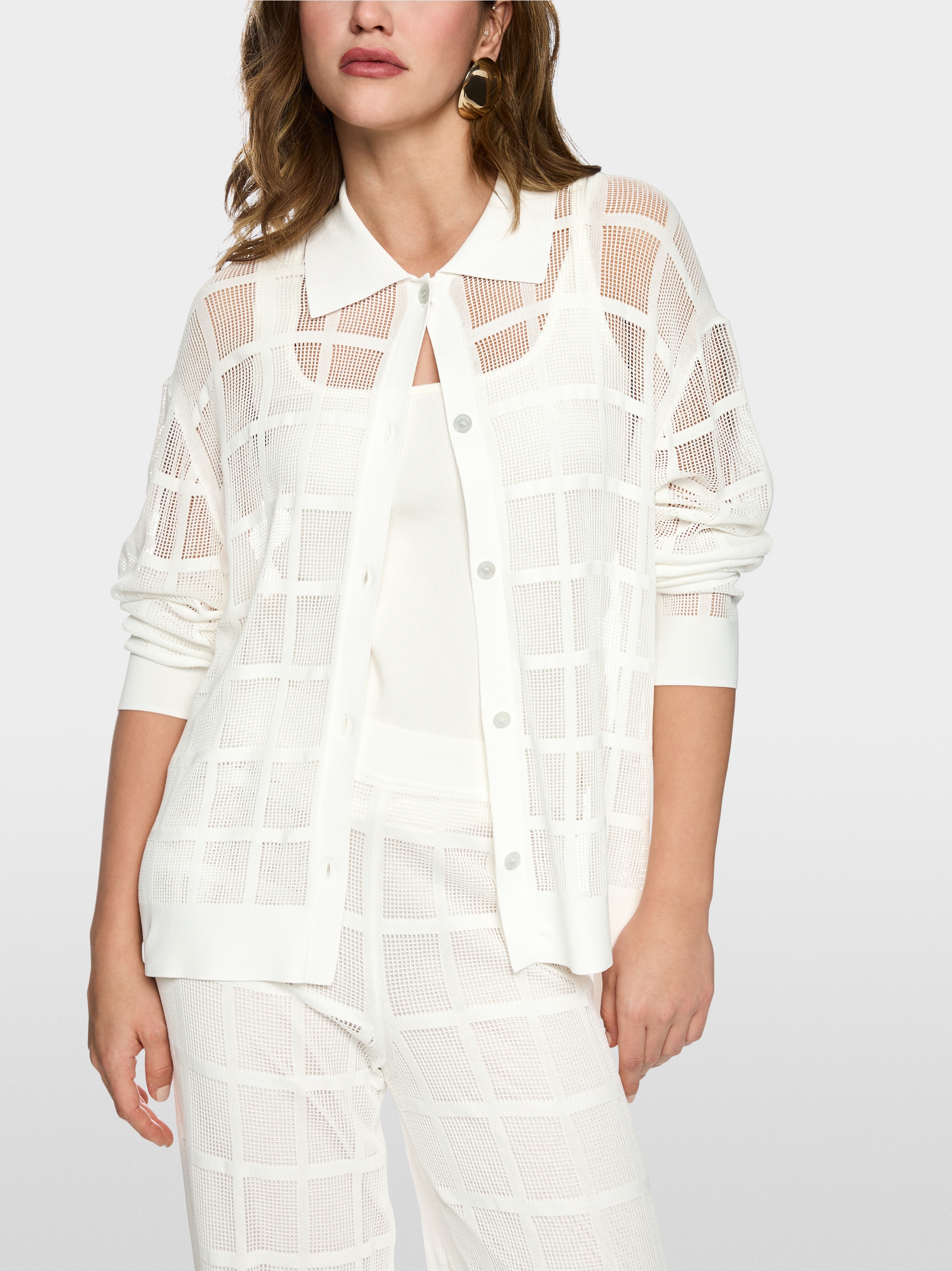 Cardigan with openwork pattern