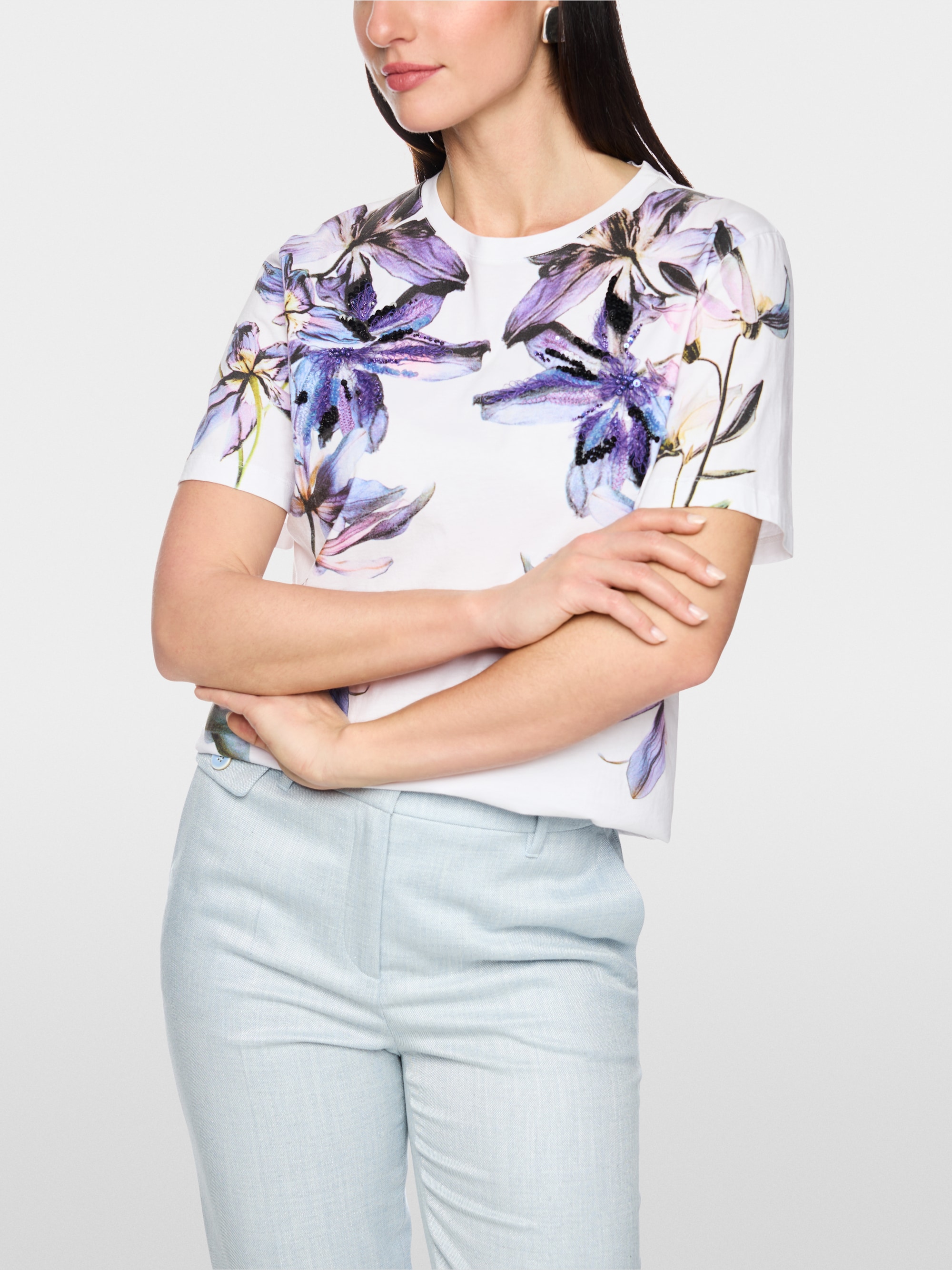 T-shirt à manches courtes avec imprimé lys