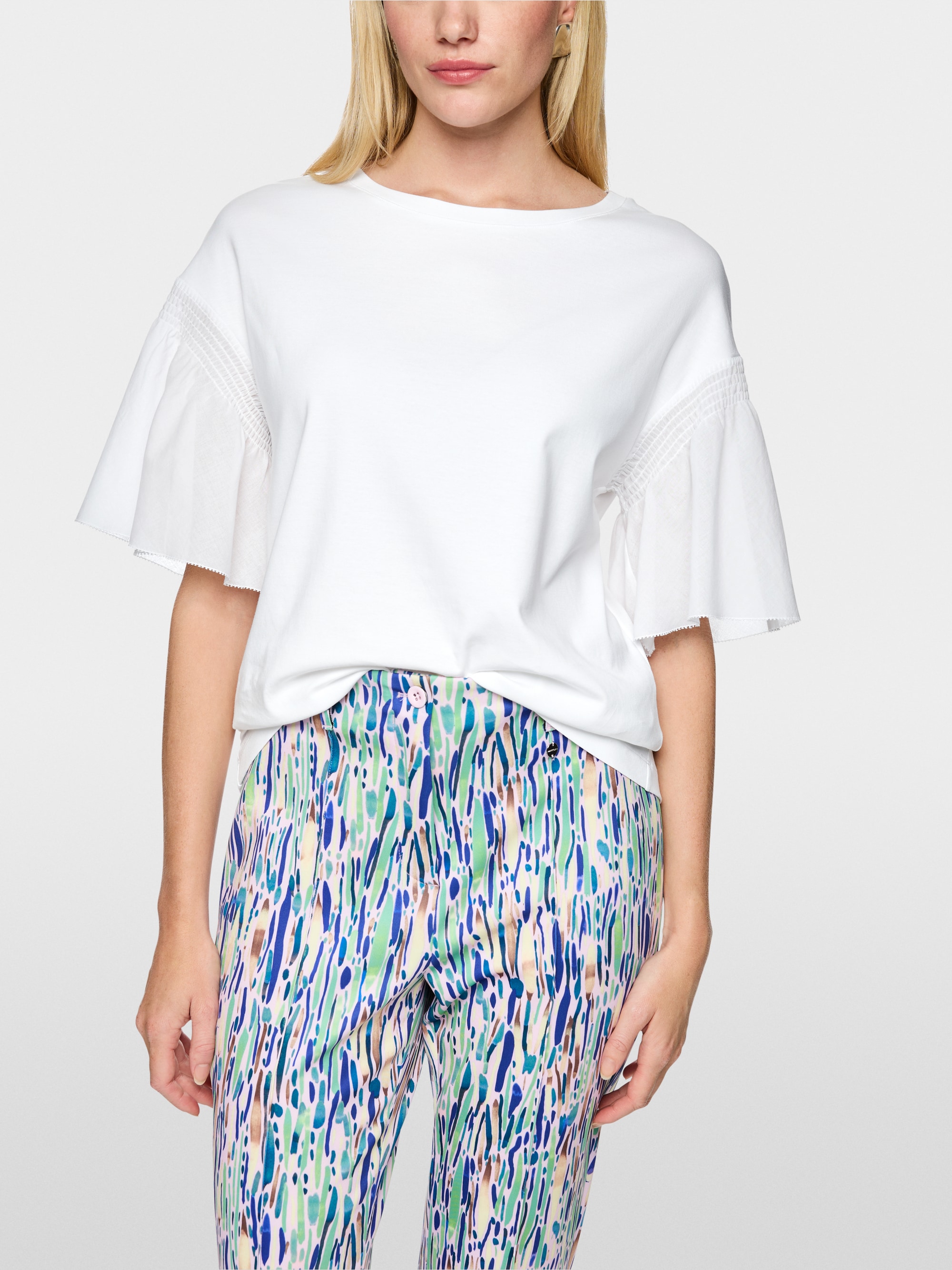 T-shirt en coton stretch avec détails smockés