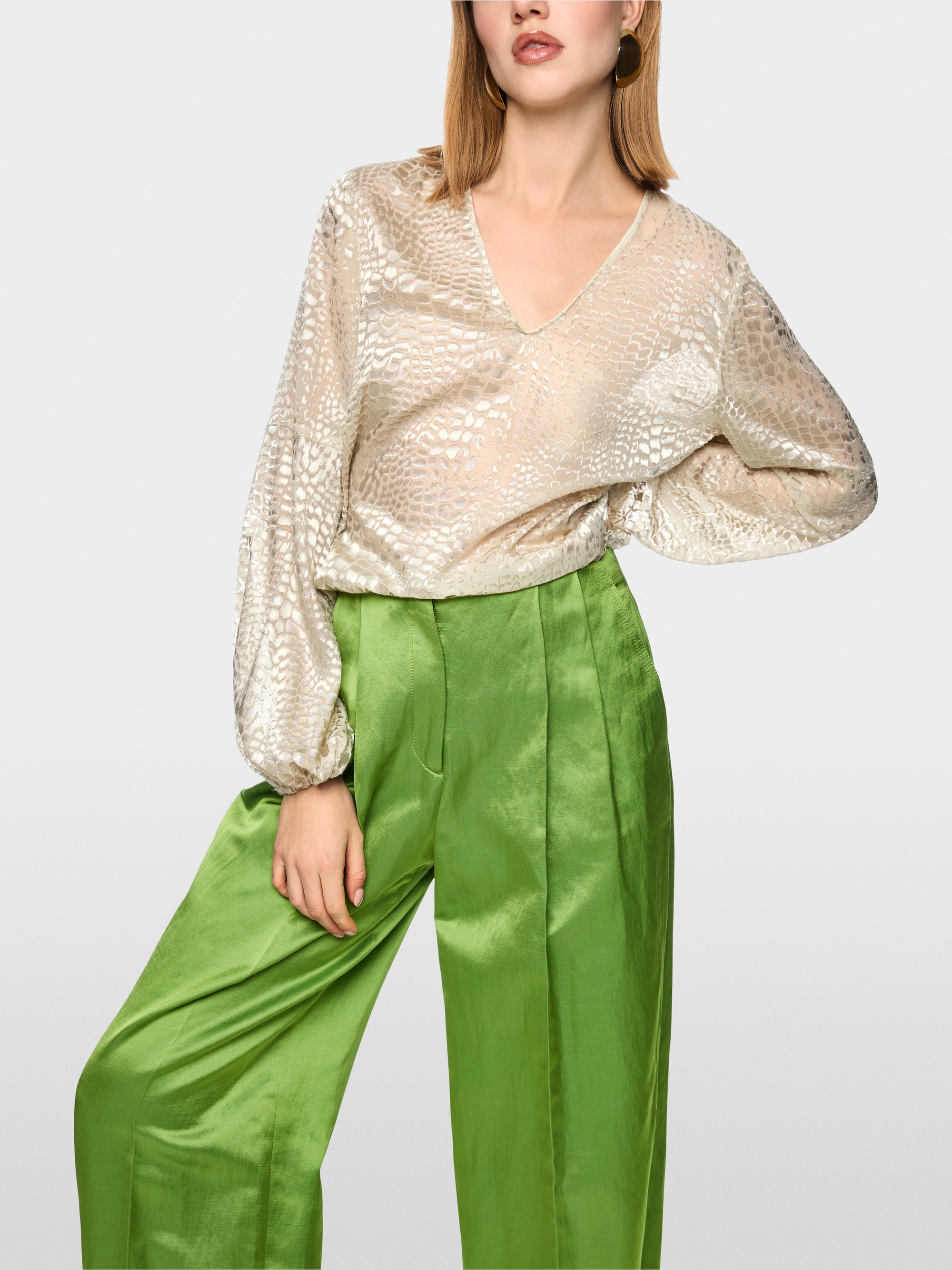 Dévoré satin blouse with leopard pattern