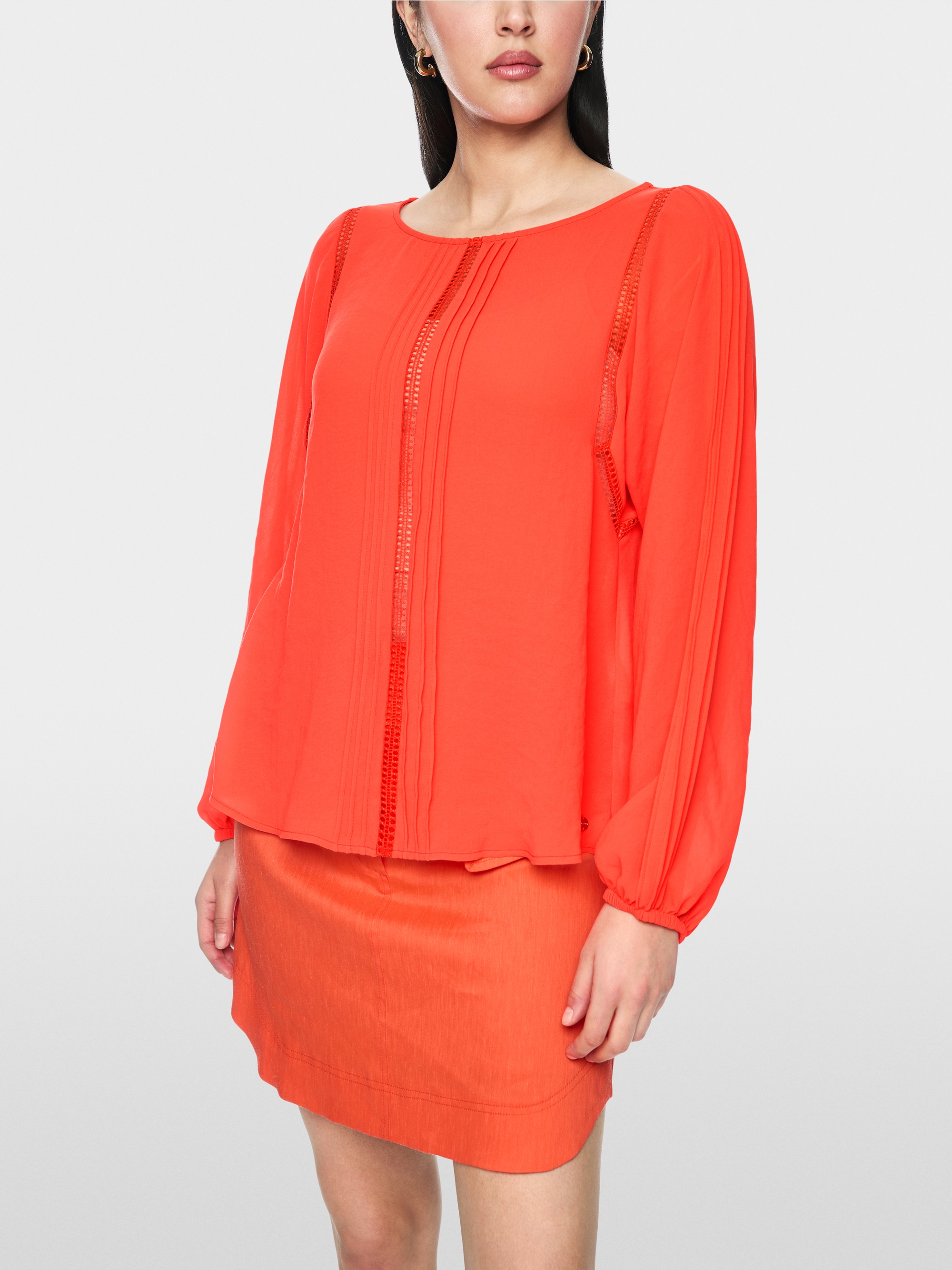 Blouse with lace and pintucks
