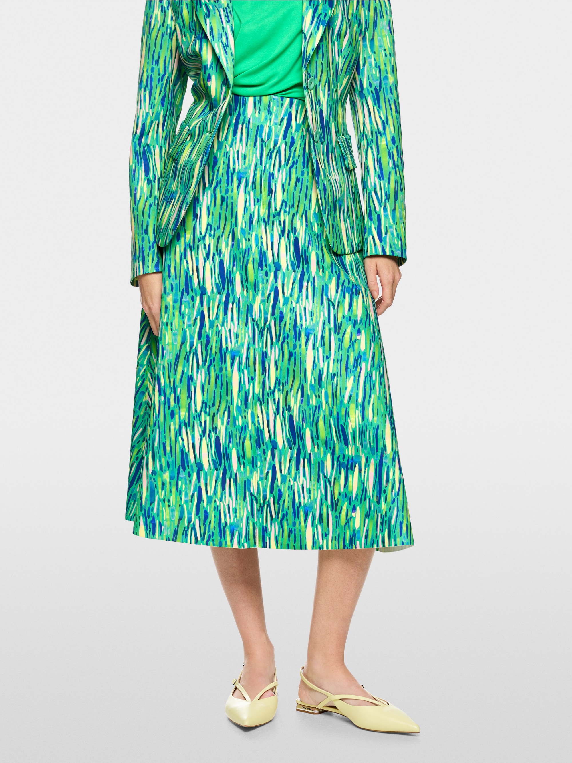 Jupe mi-mollet en jersey scuba