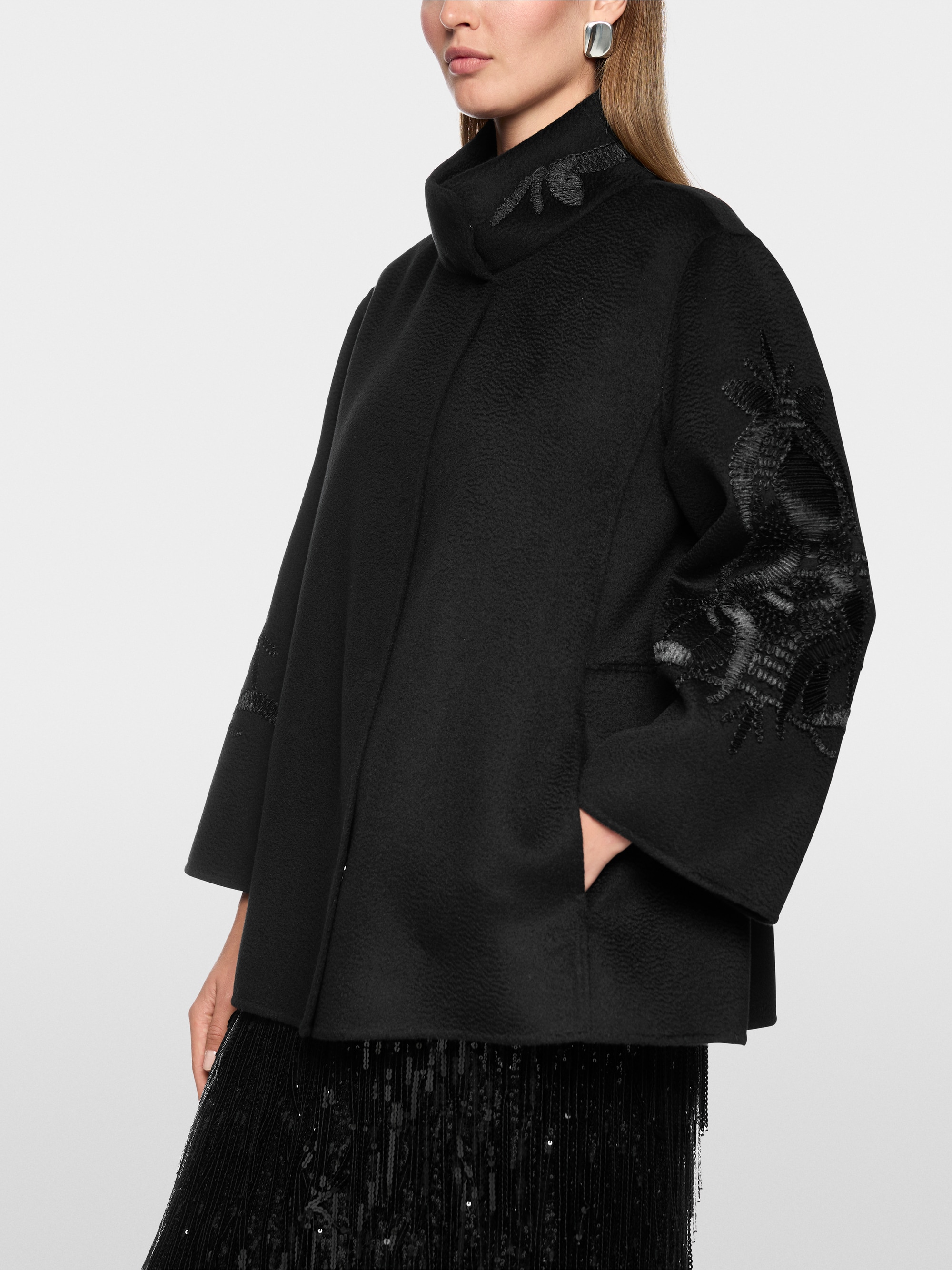 Outdoorjas van 100% wol