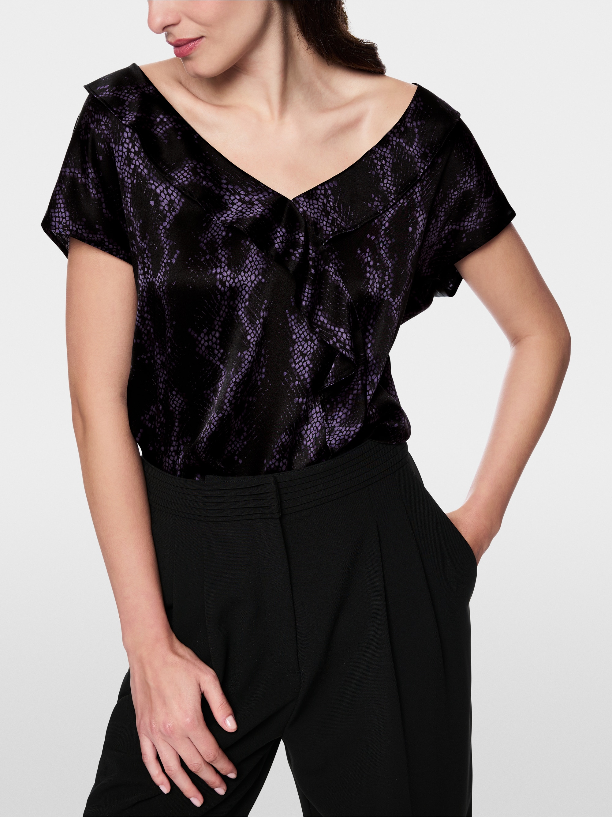 Zijden top met slangenprint