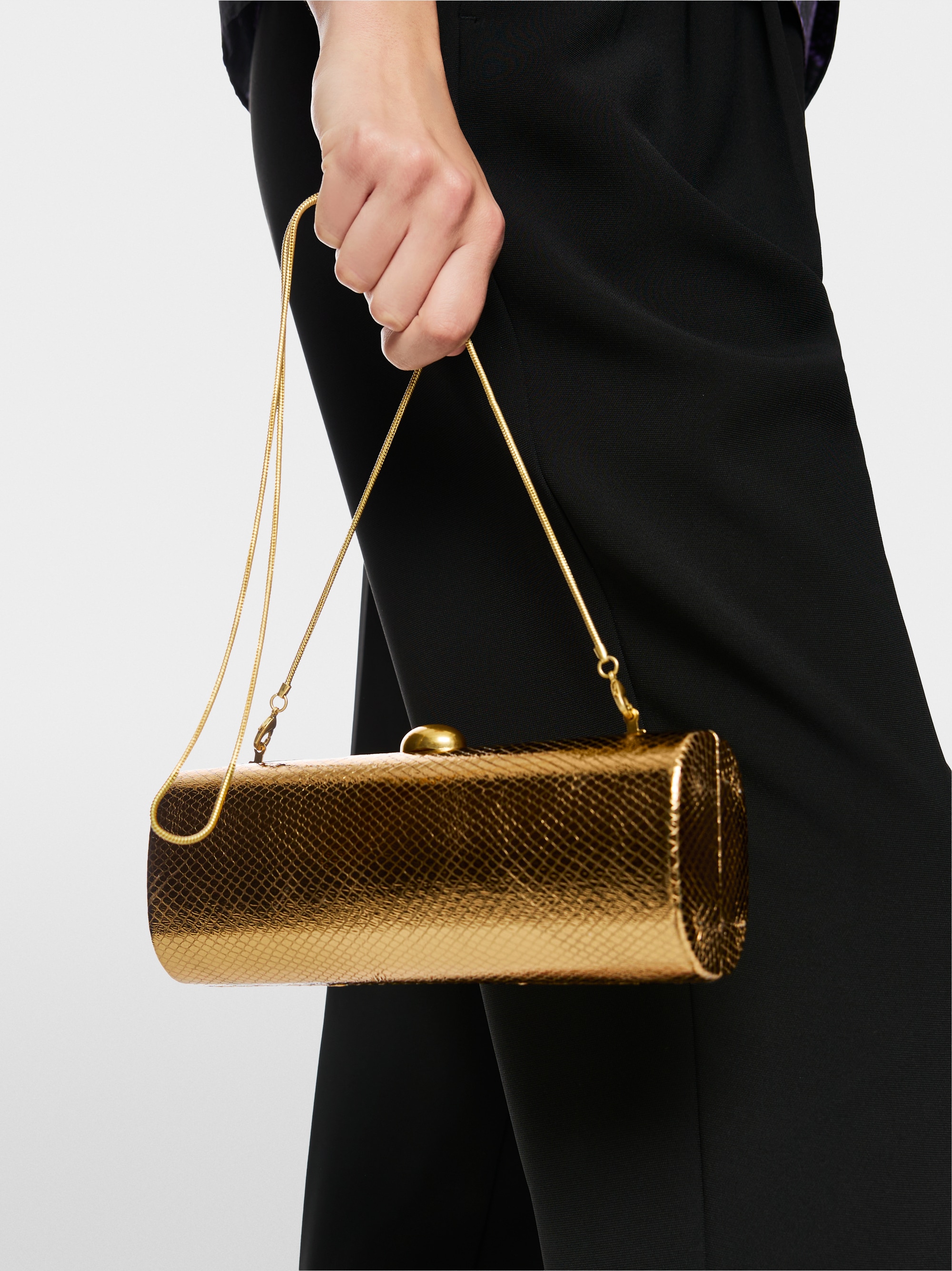 Leather clutch in snake look