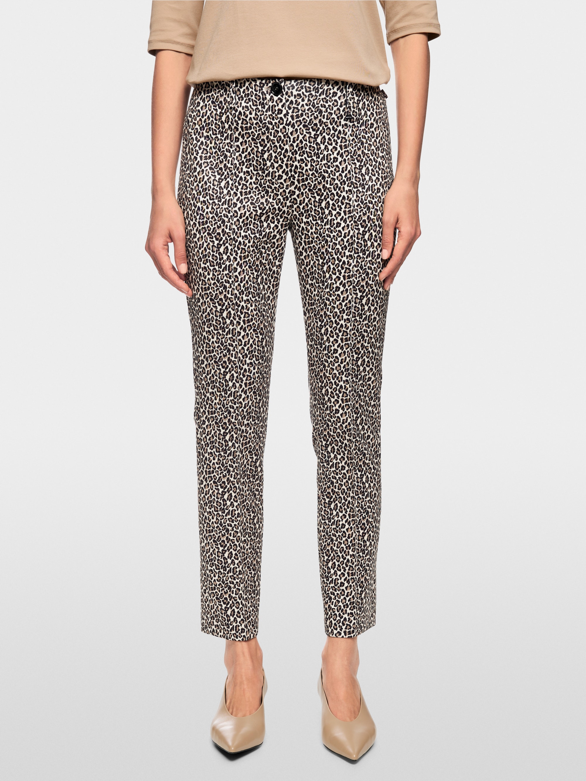SYDNEY slim fit pants with leopard print