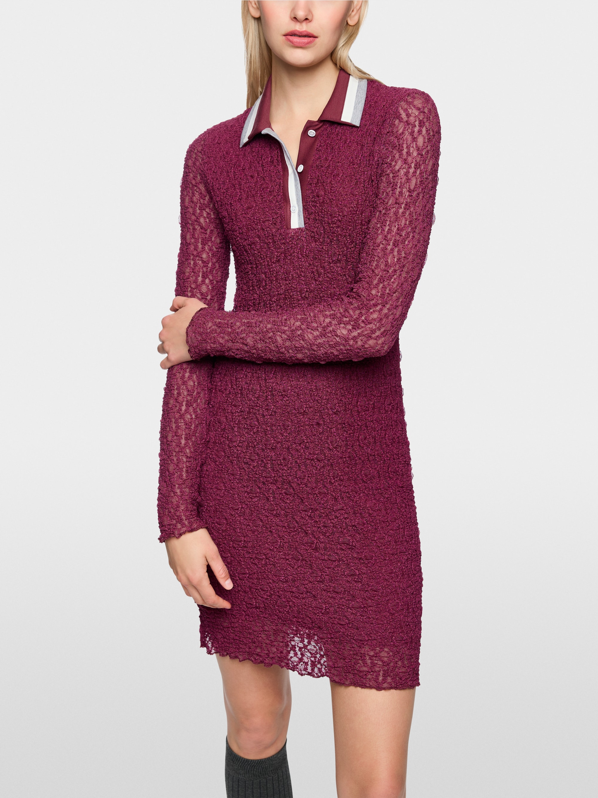 Polo dress with mesh look