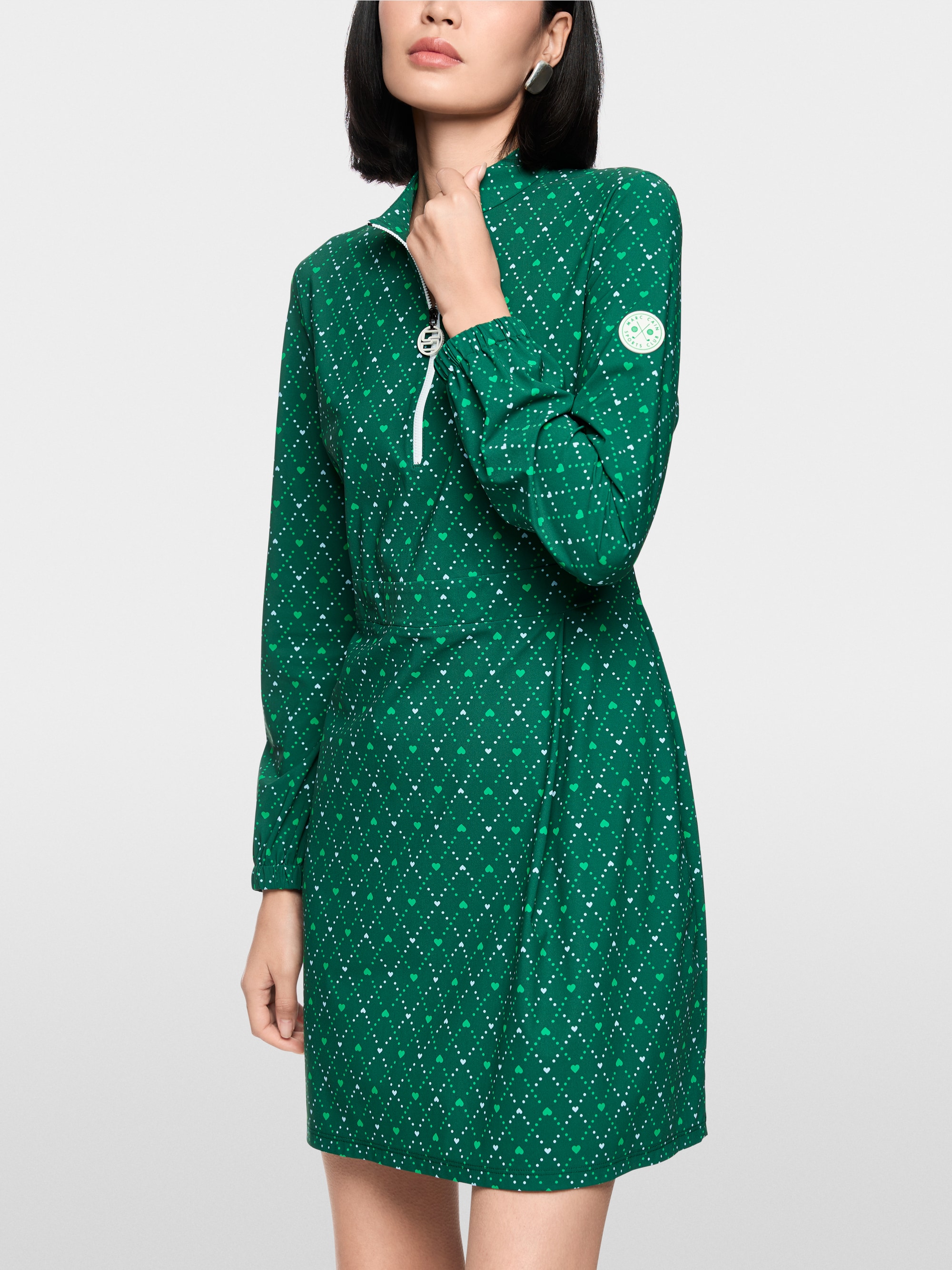 Stretch mini dress with heart print