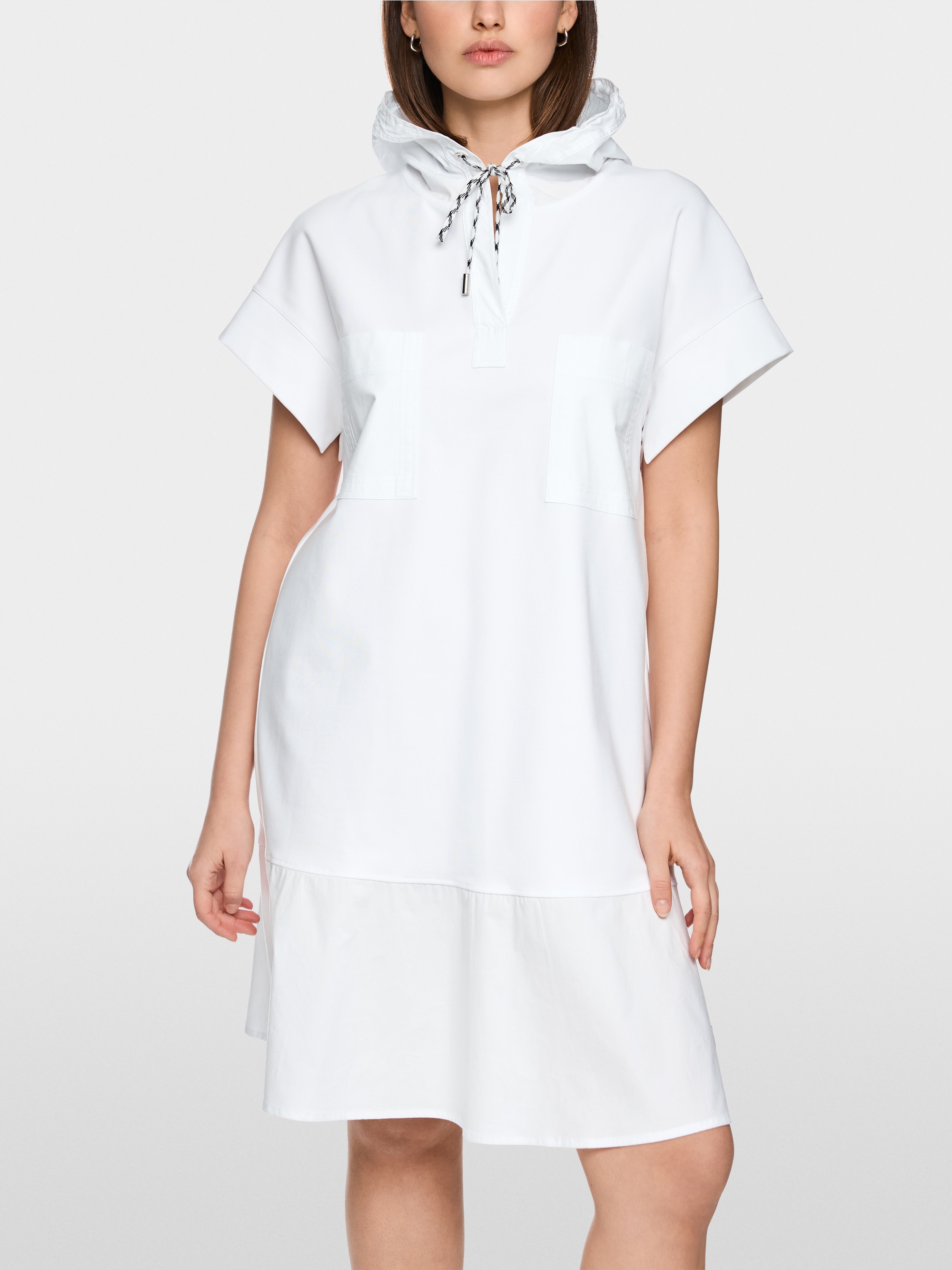 Shirt dress with hood