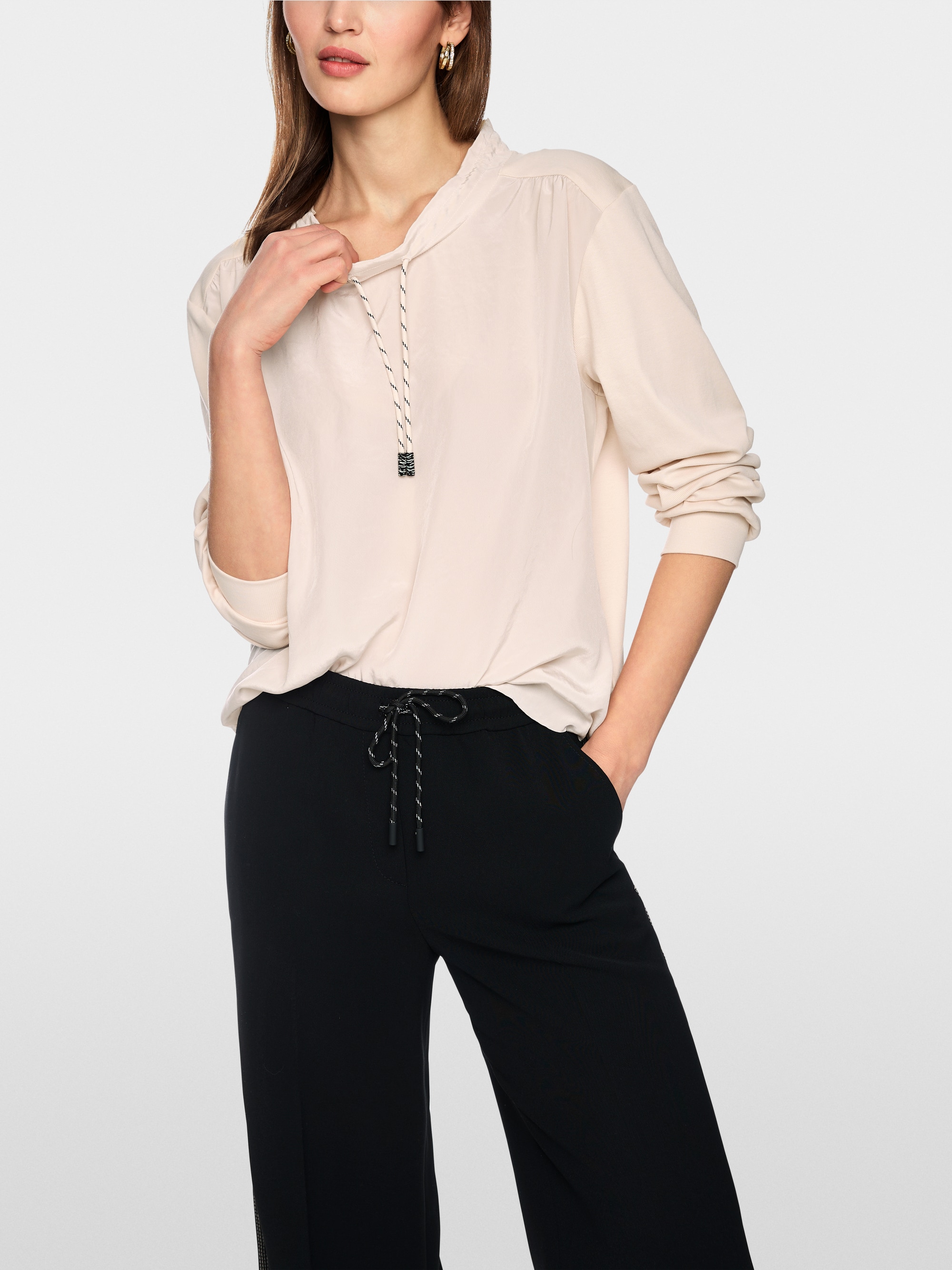 T-shirt à manches longues en mélange de matières