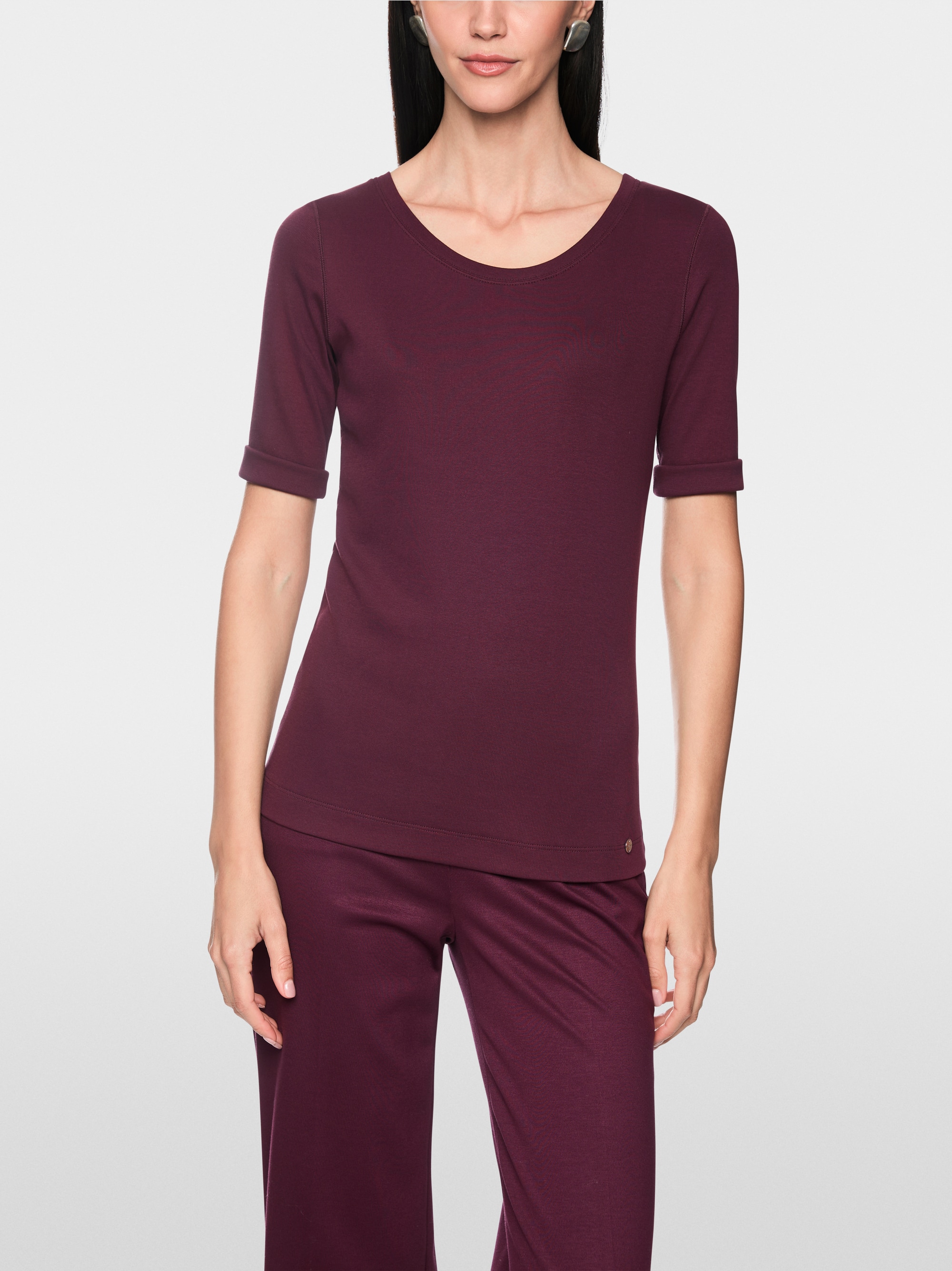Stretch cotton shirt with half sleeves