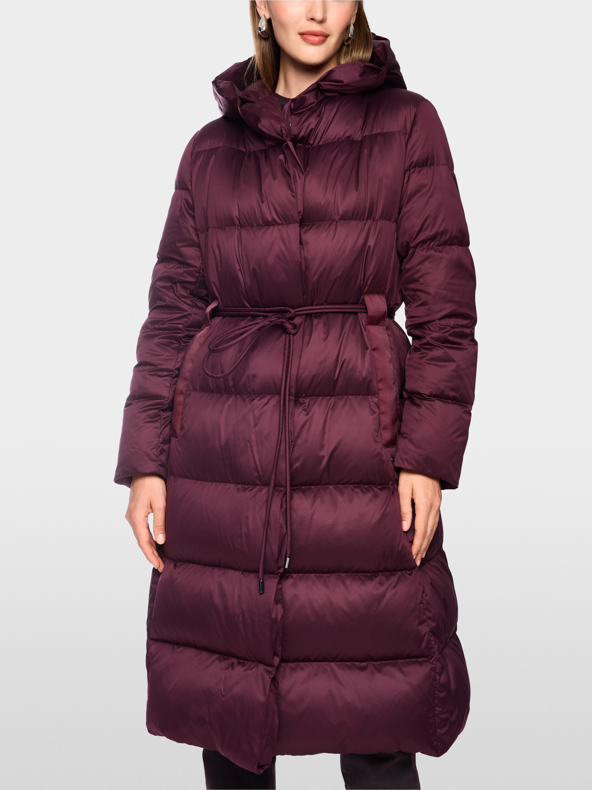 Manteau long en duvet à capuche